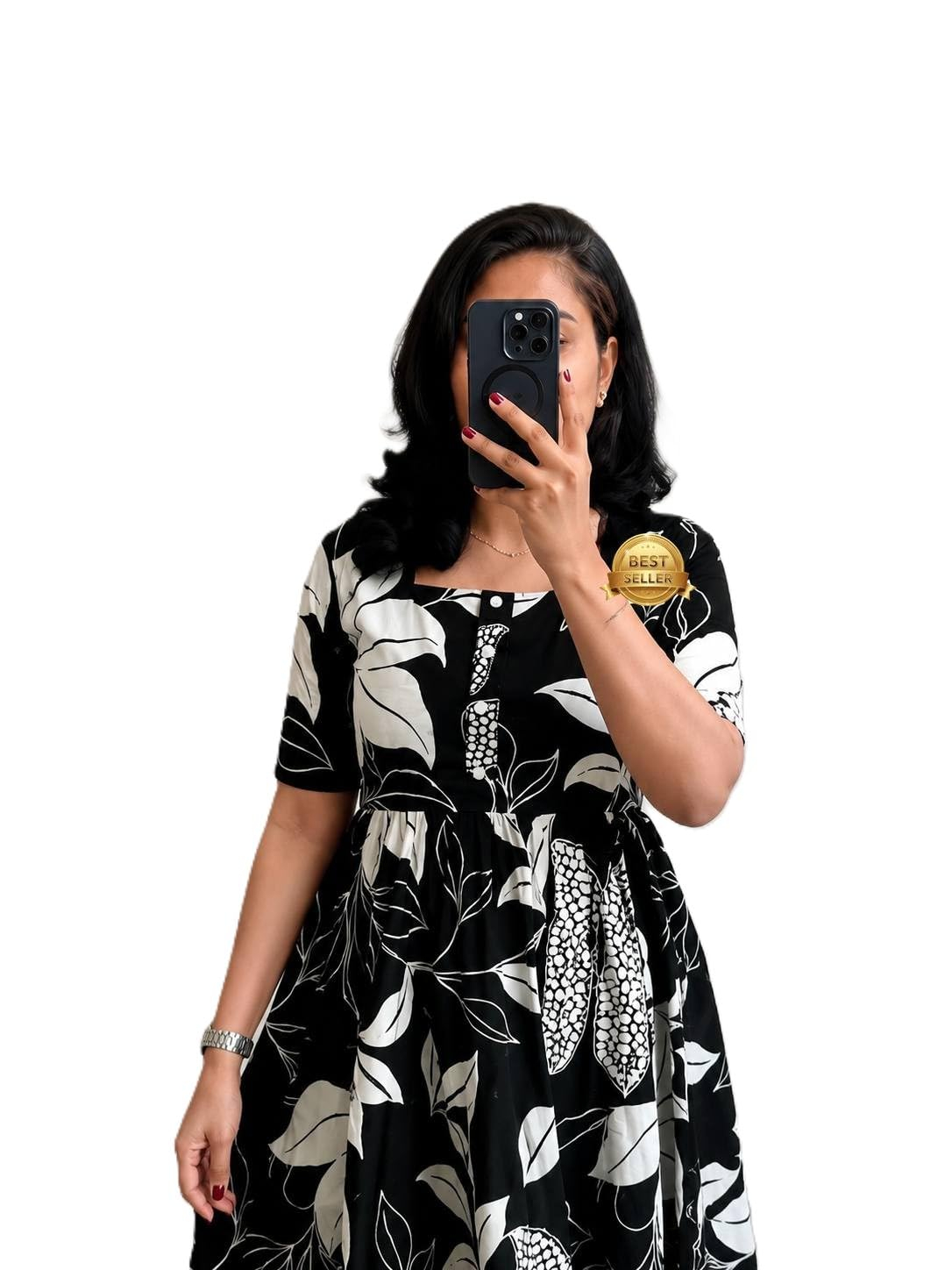 FASHDHUN Women's Floral Rayon A-Line Midi Dress - Image 7