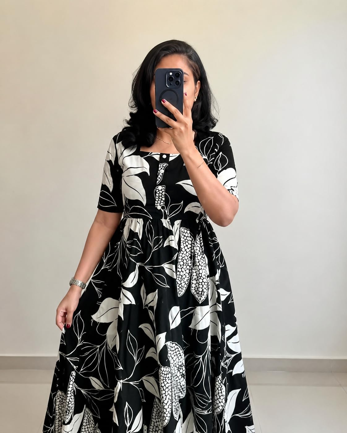 FASHDHUN Women's Floral Rayon A-Line Midi Dress - Image 8
