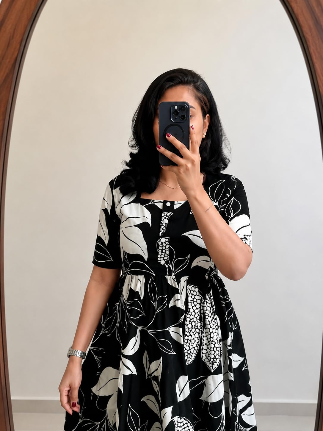 FASHDHUN Women's Floral Rayon A-Line Midi Dress - Image 9