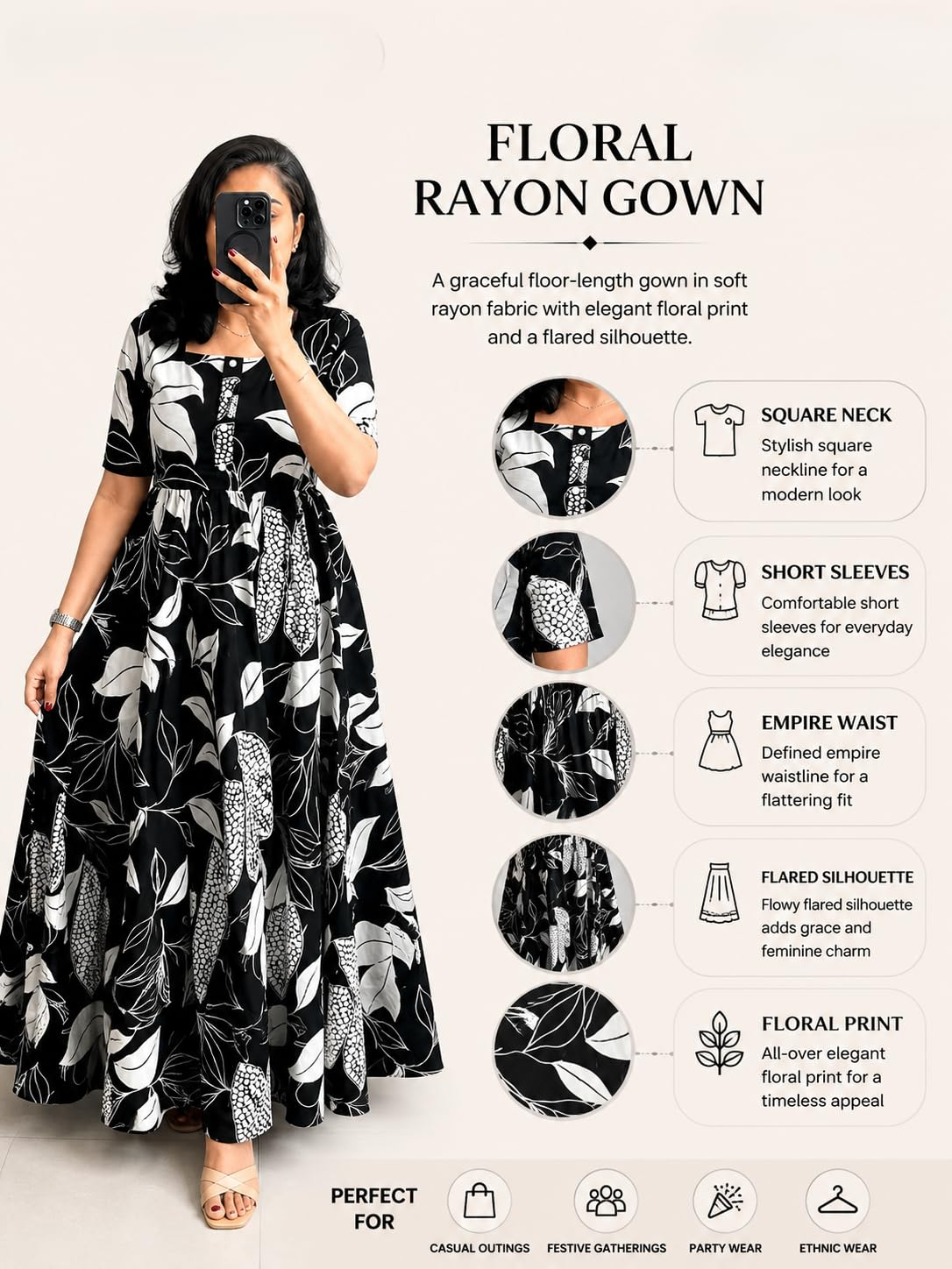 FASHDHUN Women's Floral Rayon A-Line Midi Dress - Image 12