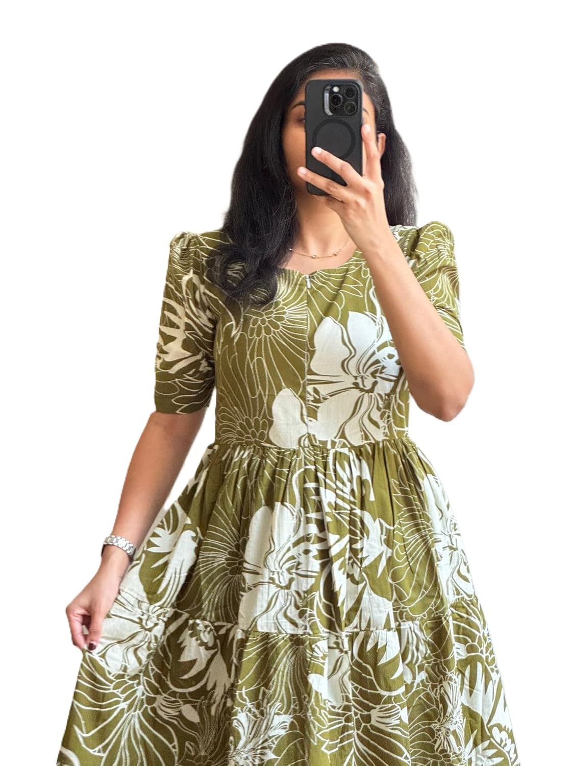 FASHDHUN Women's Floral Rayon A-Line Midi Dress - Image 13