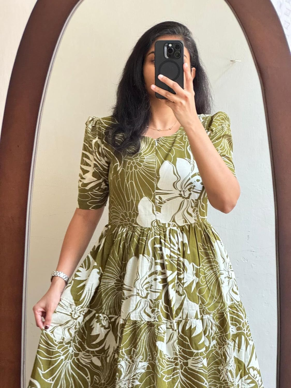 FASHDHUN Women's Floral Rayon A-Line Midi Dress - Image 14