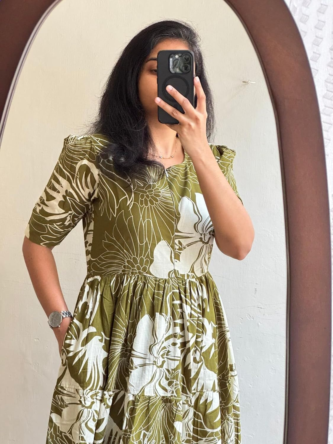 FASHDHUN Women's Floral Rayon A-Line Midi Dress - Image 17