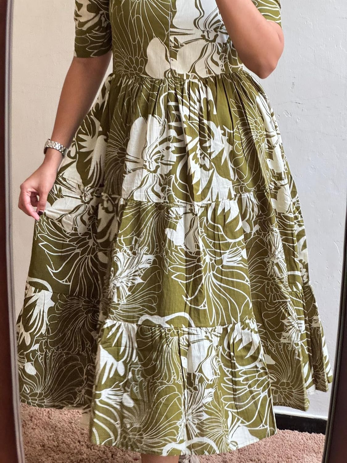 FASHDHUN Women's Floral Rayon A-Line Midi Dress - Image 18