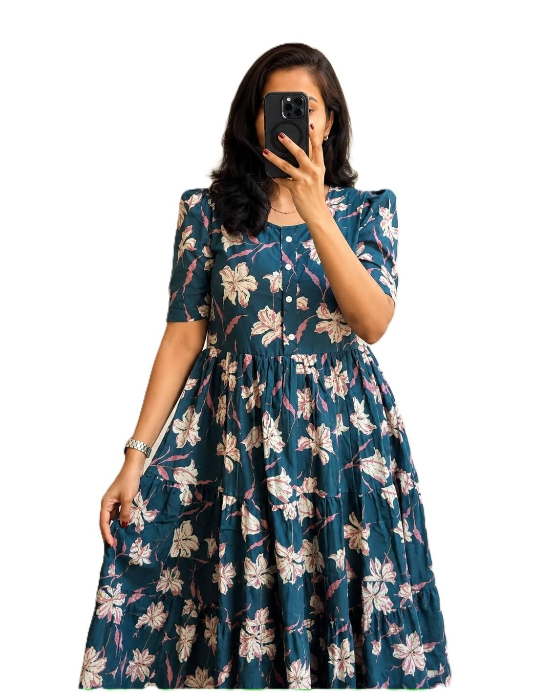 FASHDHUN Women's Floral Rayon A-Line Midi Dress - Image 19