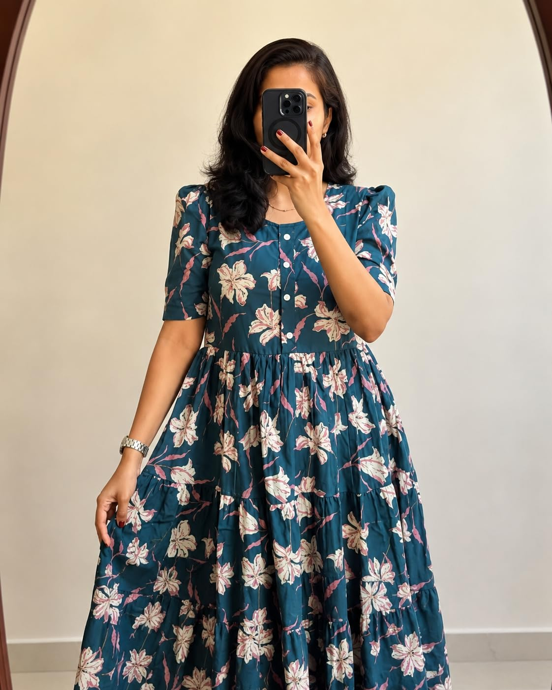 FASHDHUN Women's Floral Rayon A-Line Midi Dress - Image 20