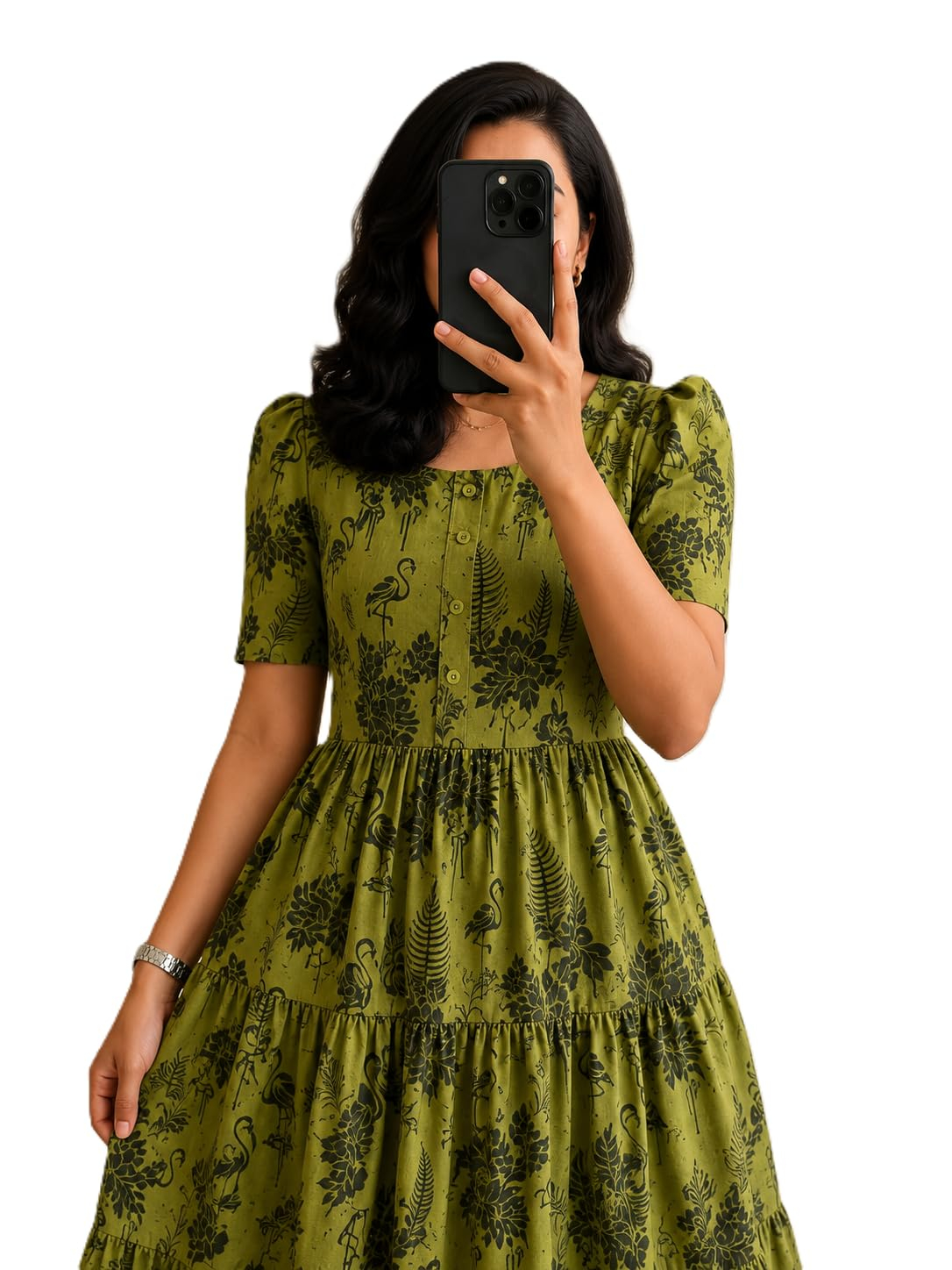 FASHDHUN Women's Floral Rayon A-Line Midi Dress - Image 25