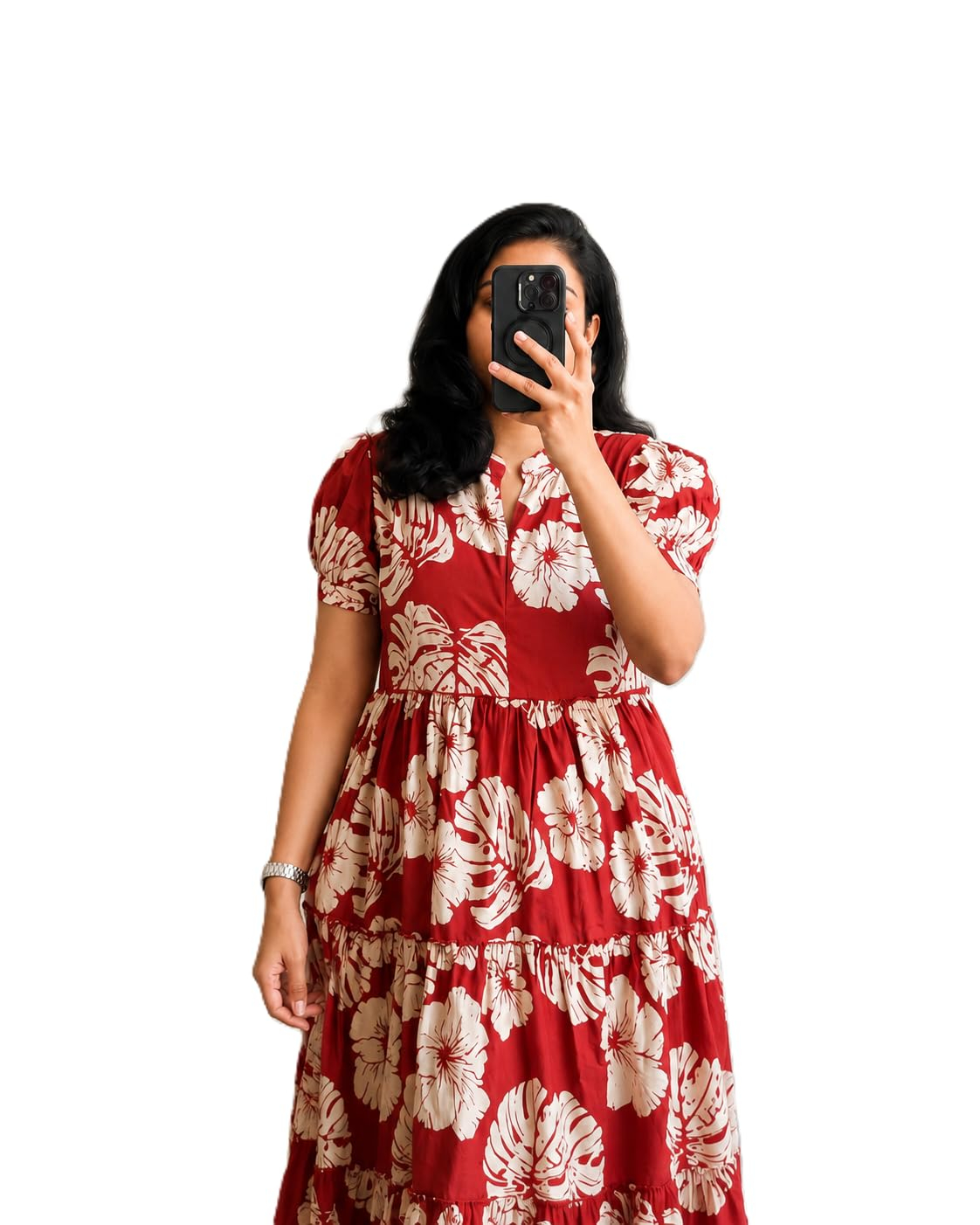 FASHDHUN Women's Floral Rayon A-Line Midi Dress - Image 31