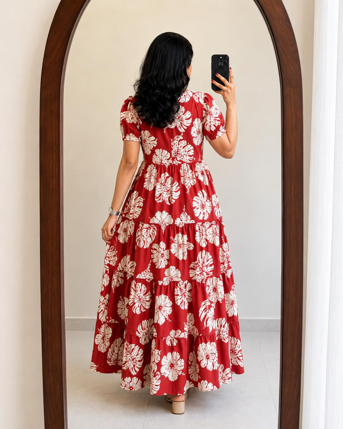 FASHDHUN Women's Floral Rayon A-Line Midi Dress - Image 33