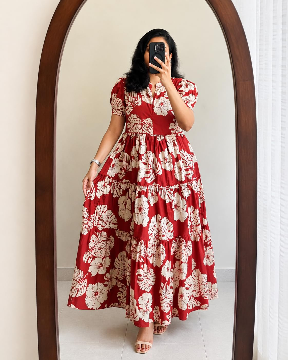 FASHDHUN Women's Floral Rayon A-Line Midi Dress - Image 34