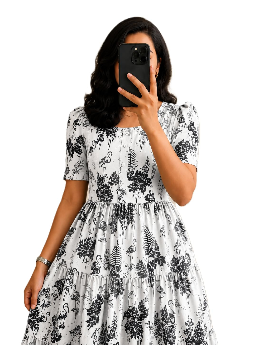FASHDHUN Women's Floral Rayon A-Line Midi Dress - Image 36