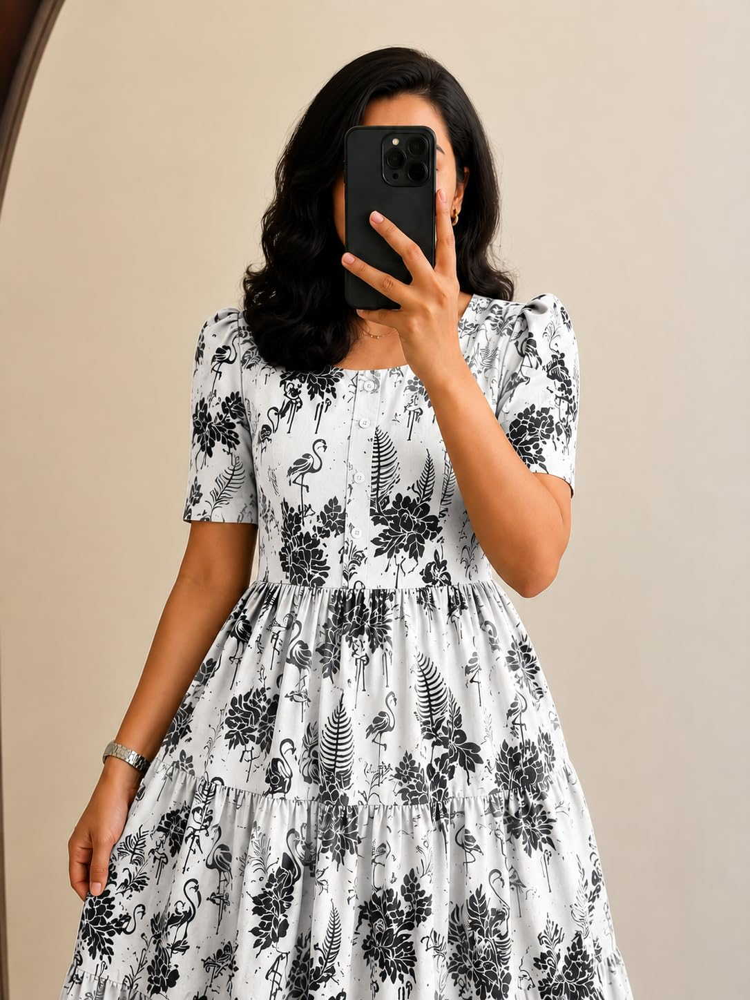 FASHDHUN Women's Floral Rayon A-Line Midi Dress - Image 37
