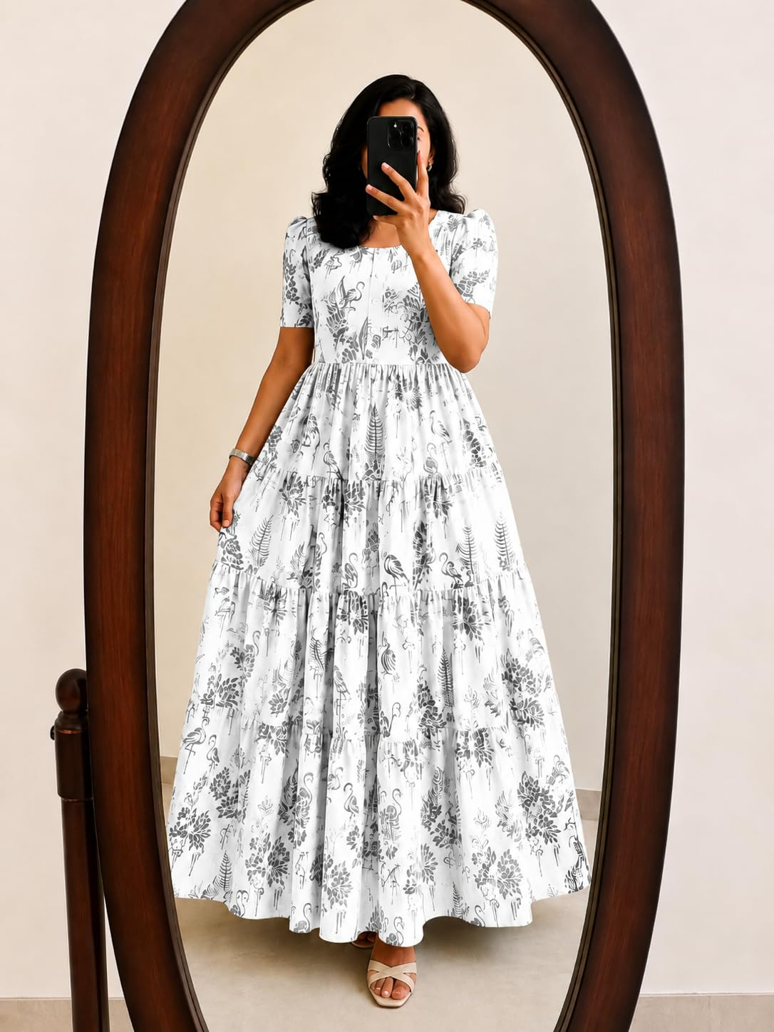 FASHDHUN Women's Floral Rayon A-Line Midi Dress - Image 38