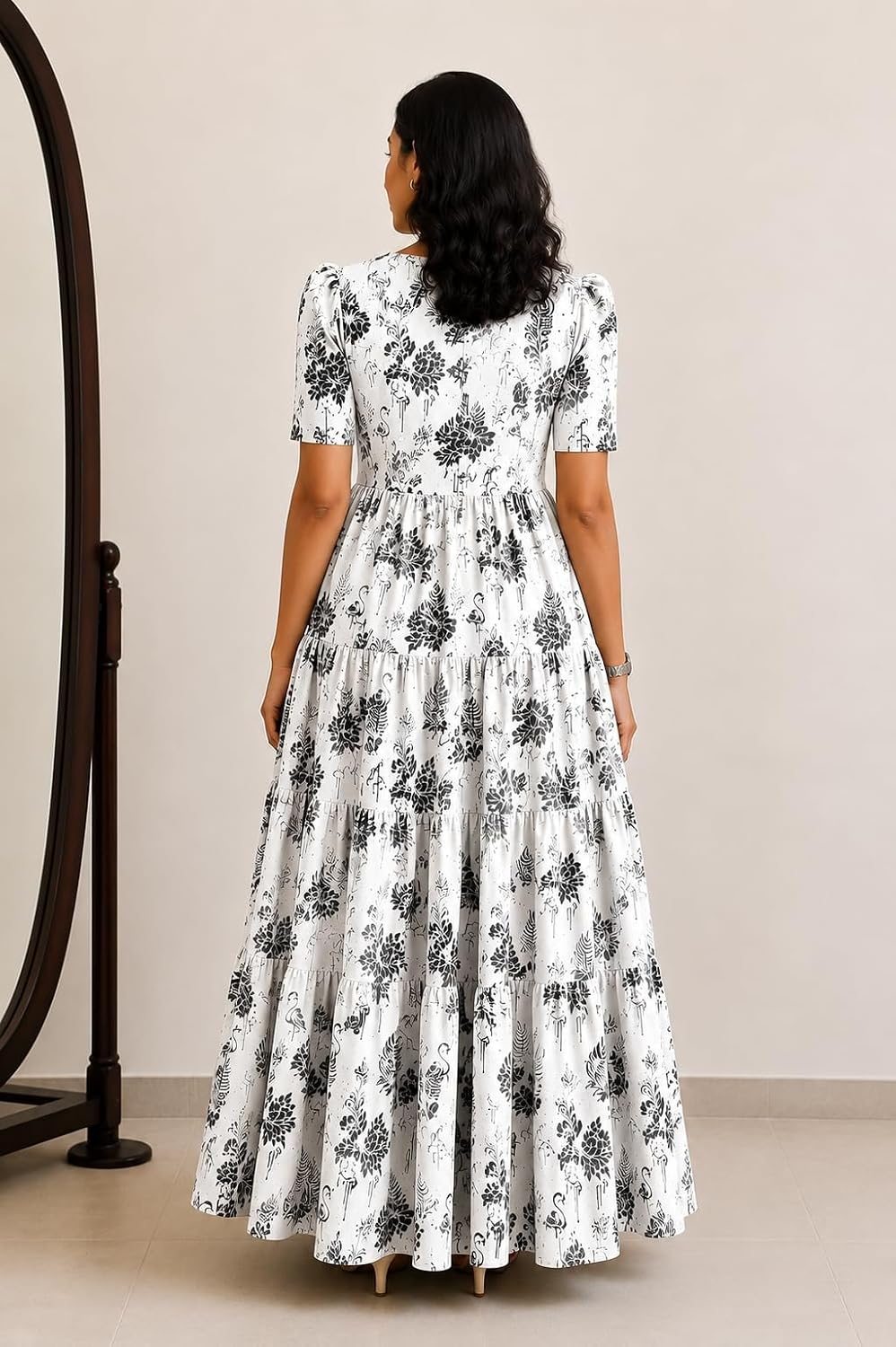 FASHDHUN Women's Floral Rayon A-Line Midi Dress - Image 40