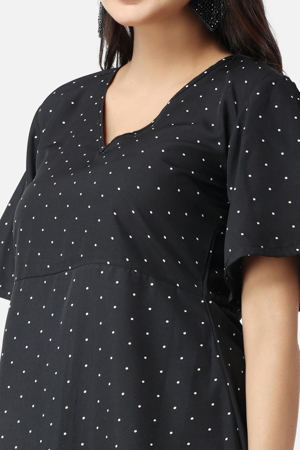 POPWINGS Women's Printed V-Neck Fit-and-Flare Dress - Image 6