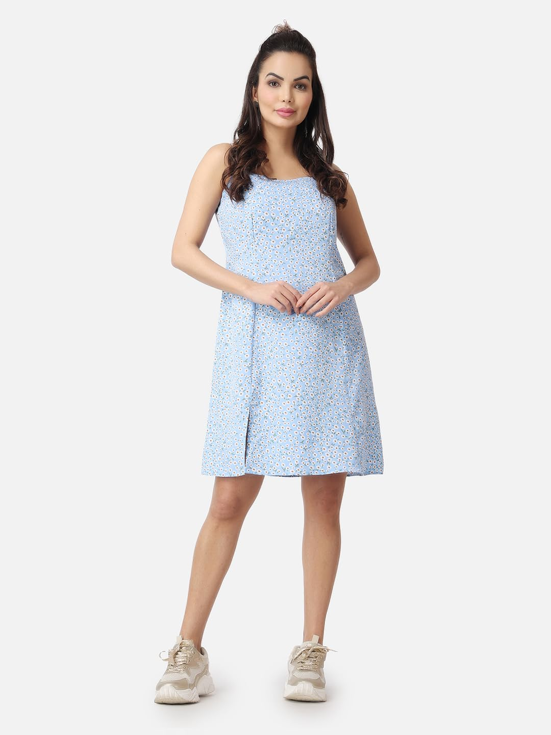 POPWINGS Women's Printed V-Neck Fit-and-Flare Dress - Image 9