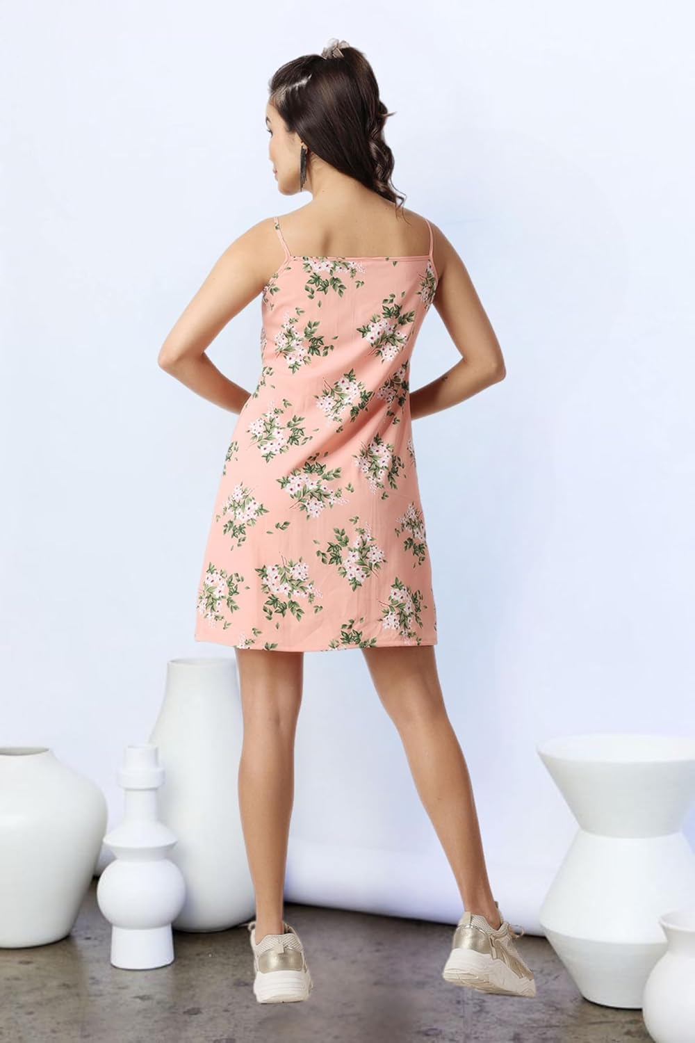 POPWINGS Women's Printed V-Neck Fit-and-Flare Dress - Image 21