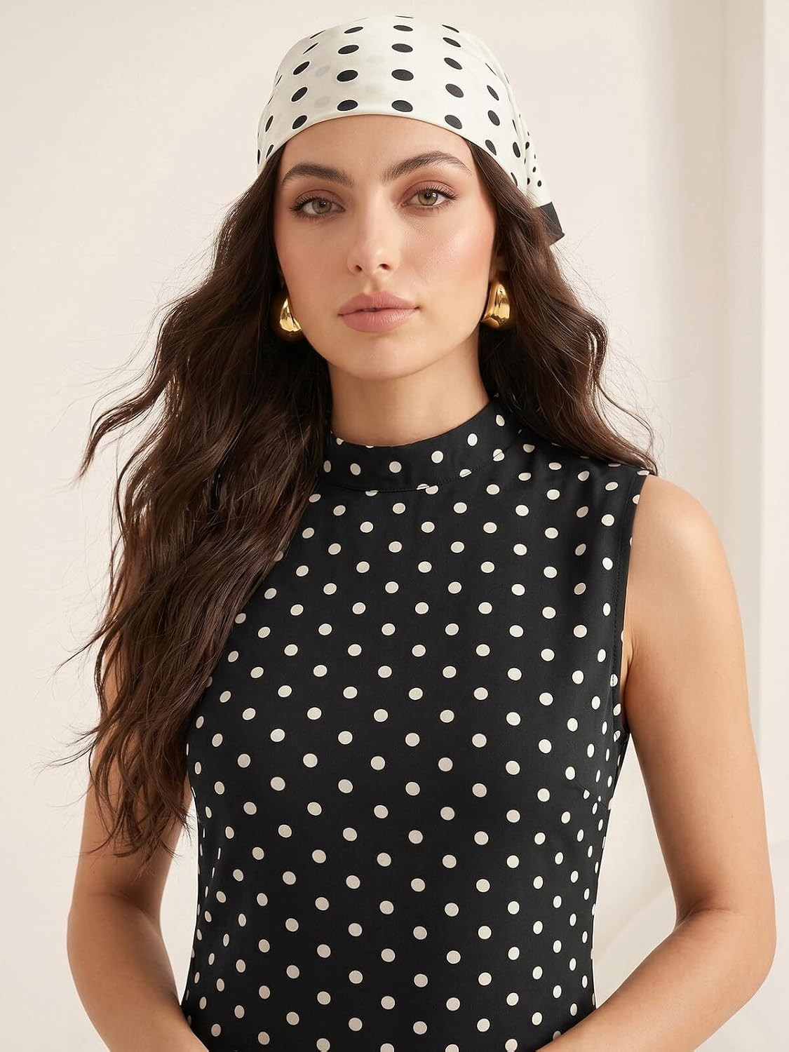 Selvia Women's Sleeveless Polka-Dot Crepe Maxi Dress - Image 6