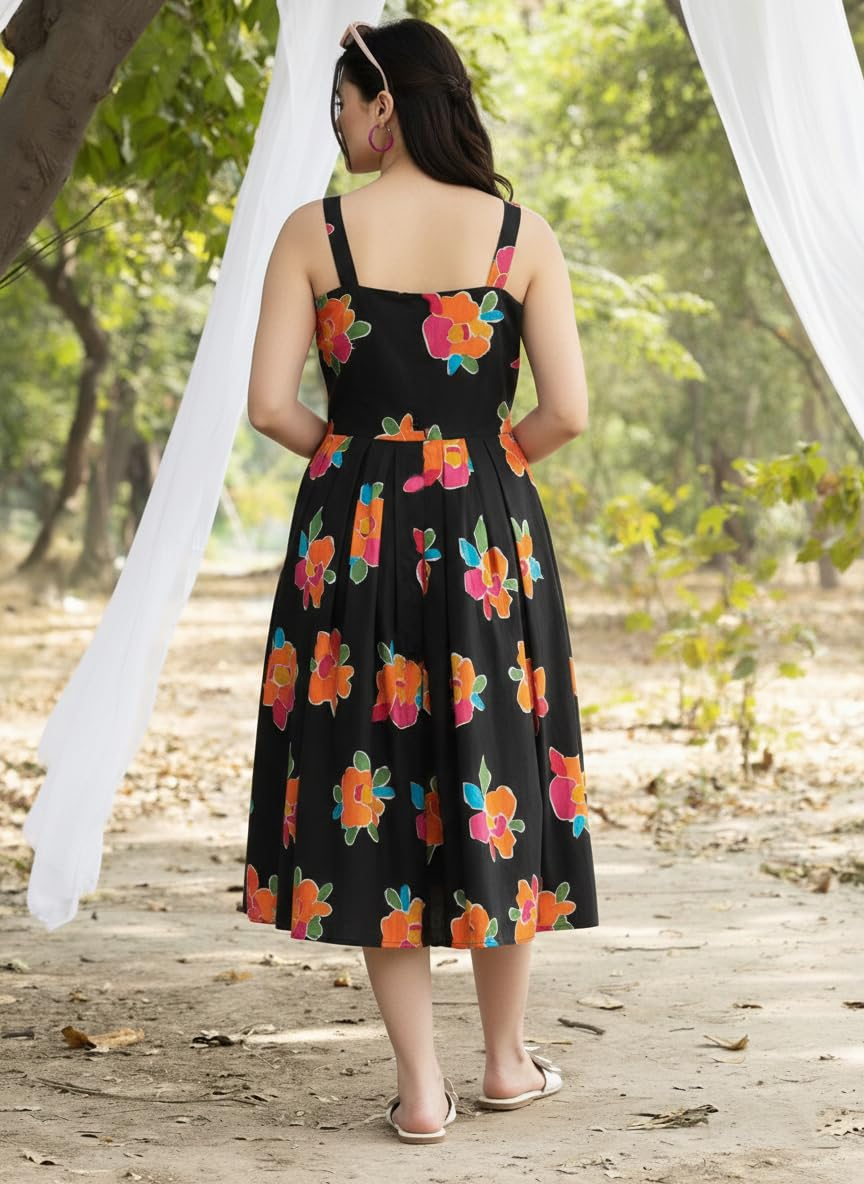 Bollyclues Women's Sleeveless Floral Rayon Maxi Dress - Image 2