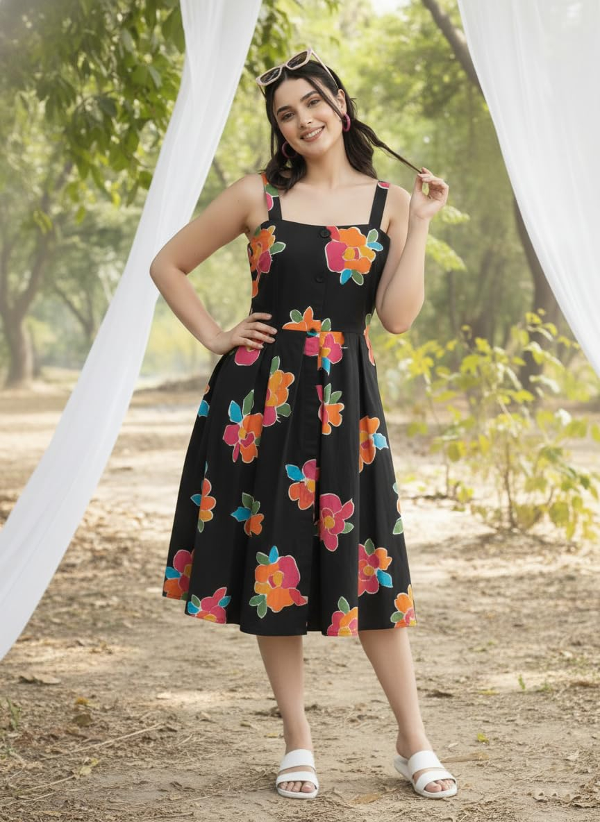 Bollyclues Women's Sleeveless Floral Rayon Maxi Dress - Image 4