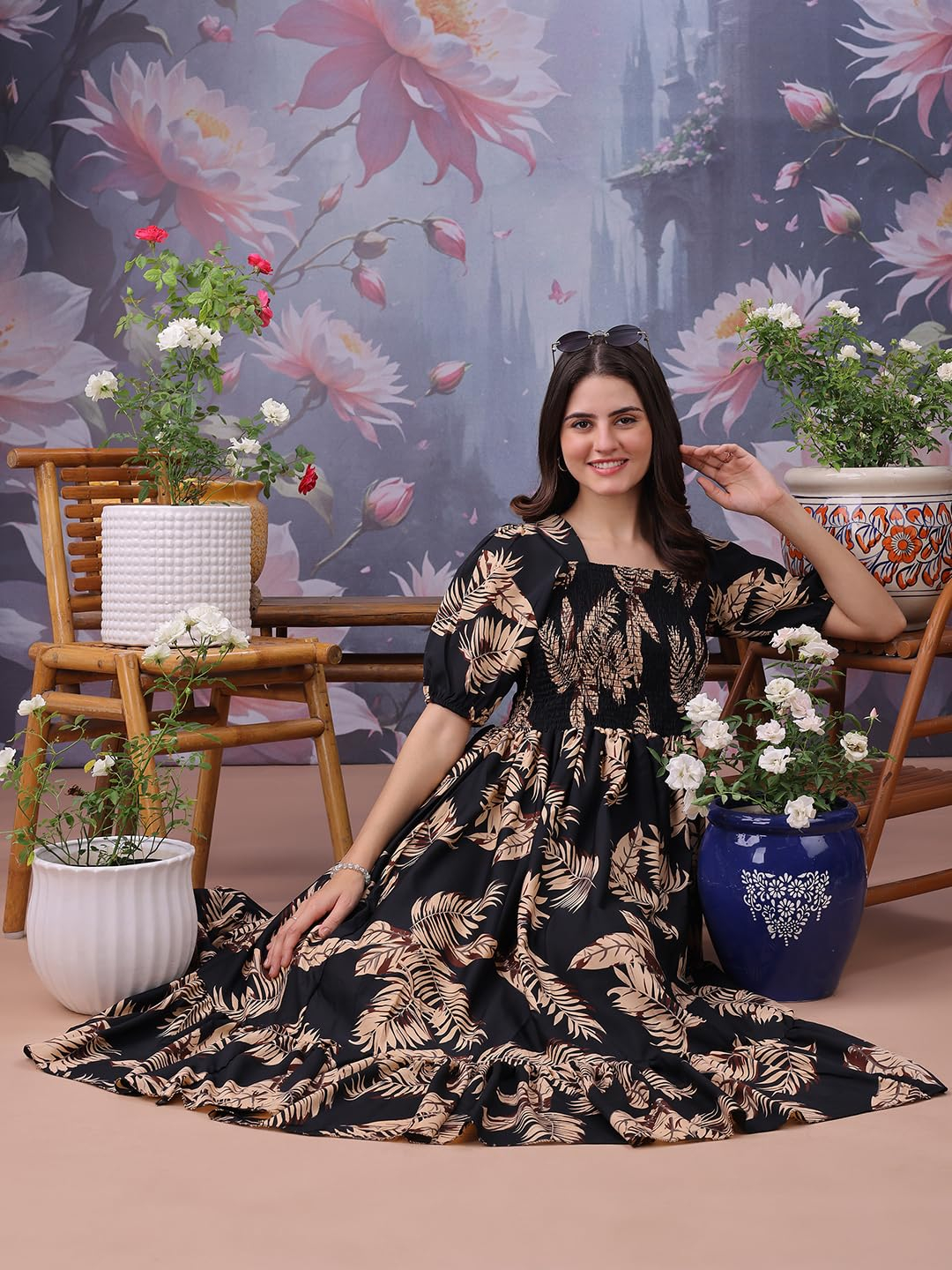 ROYALTAYLOR Women's Floral Flared Maxi Dress - Image 6