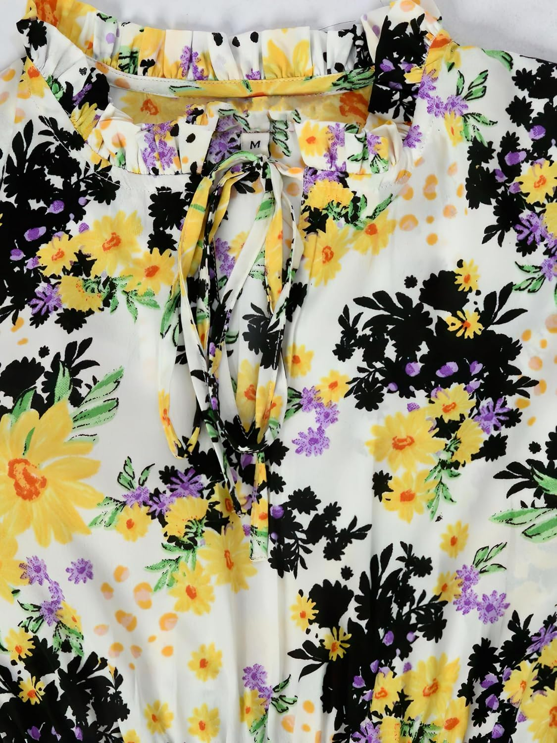 KZULLY Women's Long-Sleeve Floral Maxi Dress with Tie Neck - Image 13