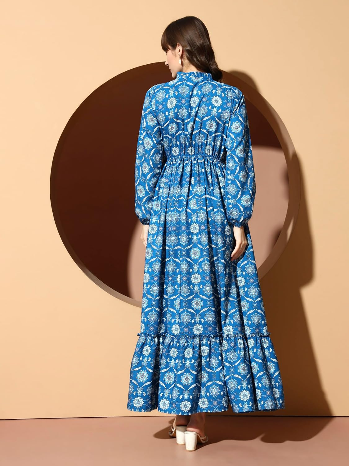 KZULLY Women's Long-Sleeve Floral Maxi Dress with Tie Neck - Image 17