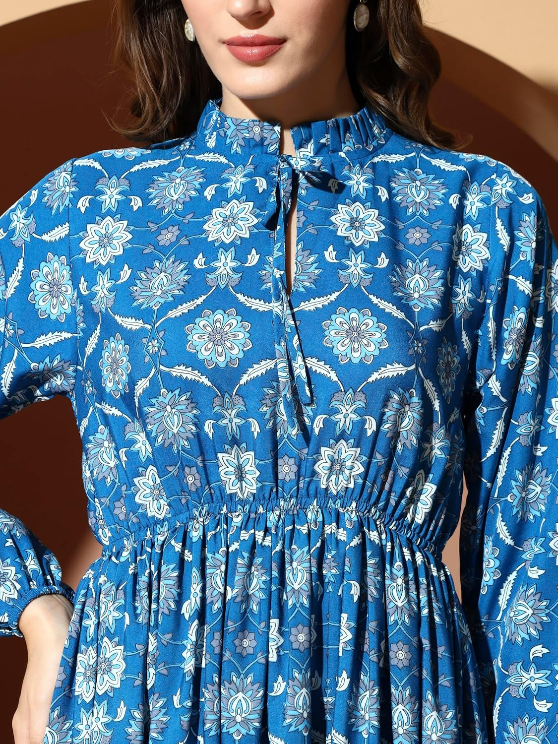 KZULLY Women's Long-Sleeve Floral Maxi Dress with Tie Neck - Image 18