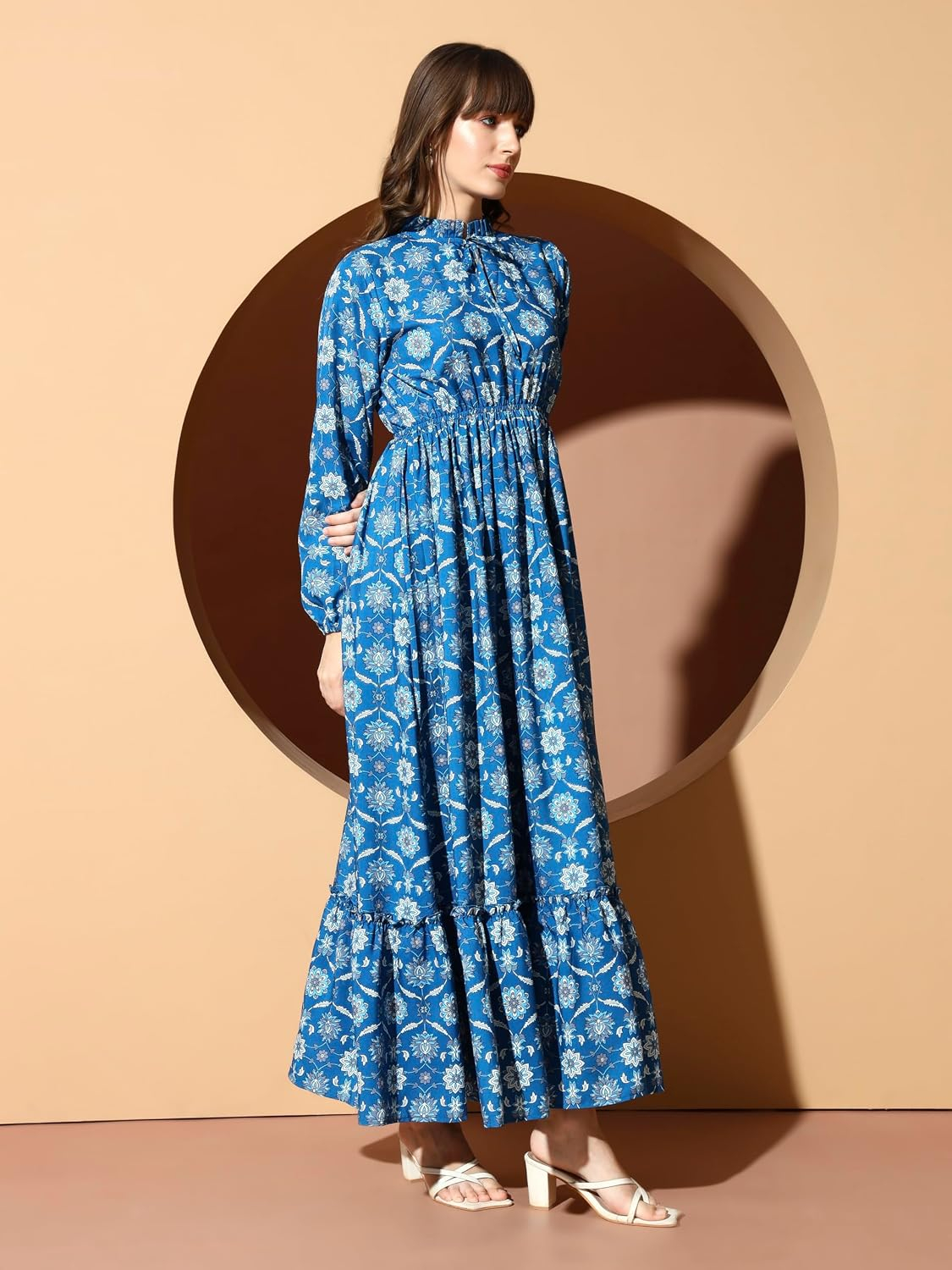 KZULLY Women's Long-Sleeve Floral Maxi Dress with Tie Neck - Image 20