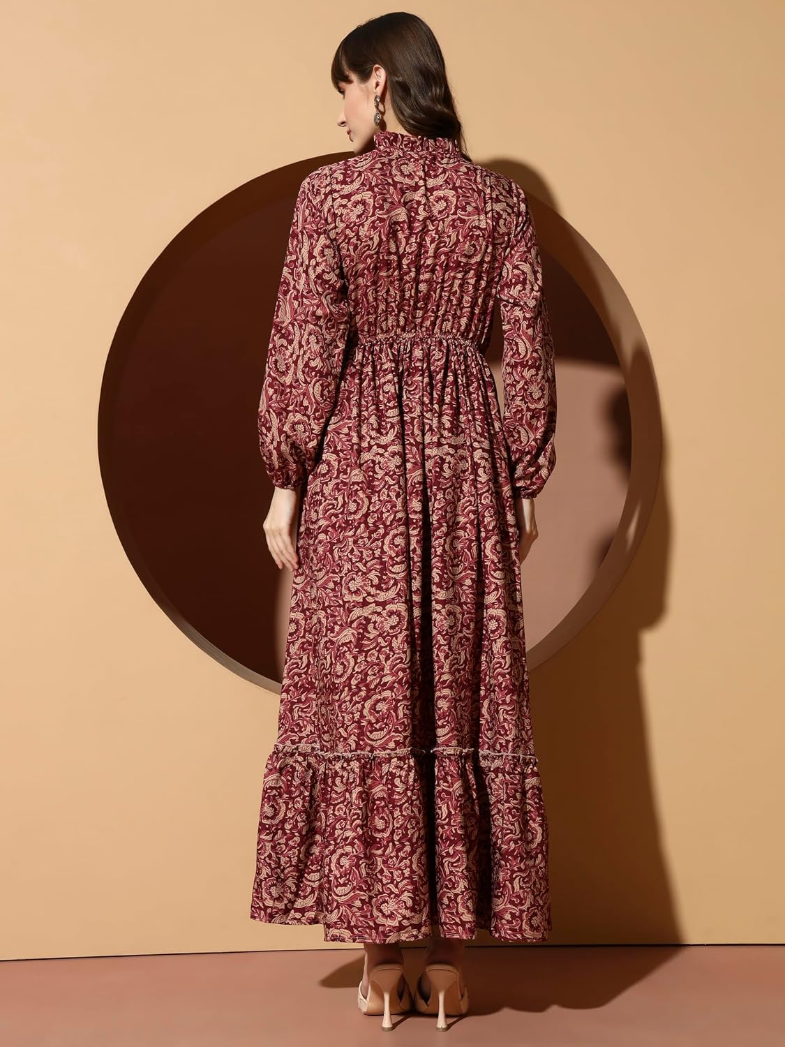 KZULLY Women's Long-Sleeve Floral Maxi Dress with Tie Neck - Image 38