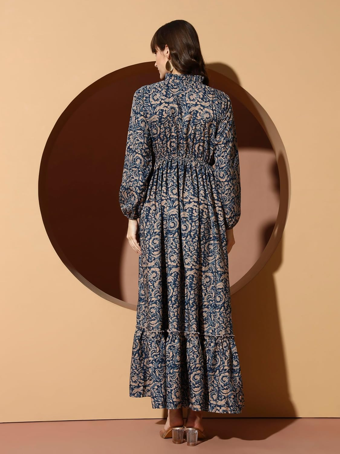 KZULLY Women's Long-Sleeve Floral Maxi Dress with Tie Neck - Image 54
