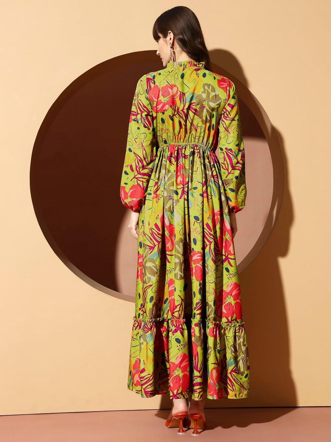 KZULLY Women's Long-Sleeve Floral Maxi Dress with Tie Neck - Image 61