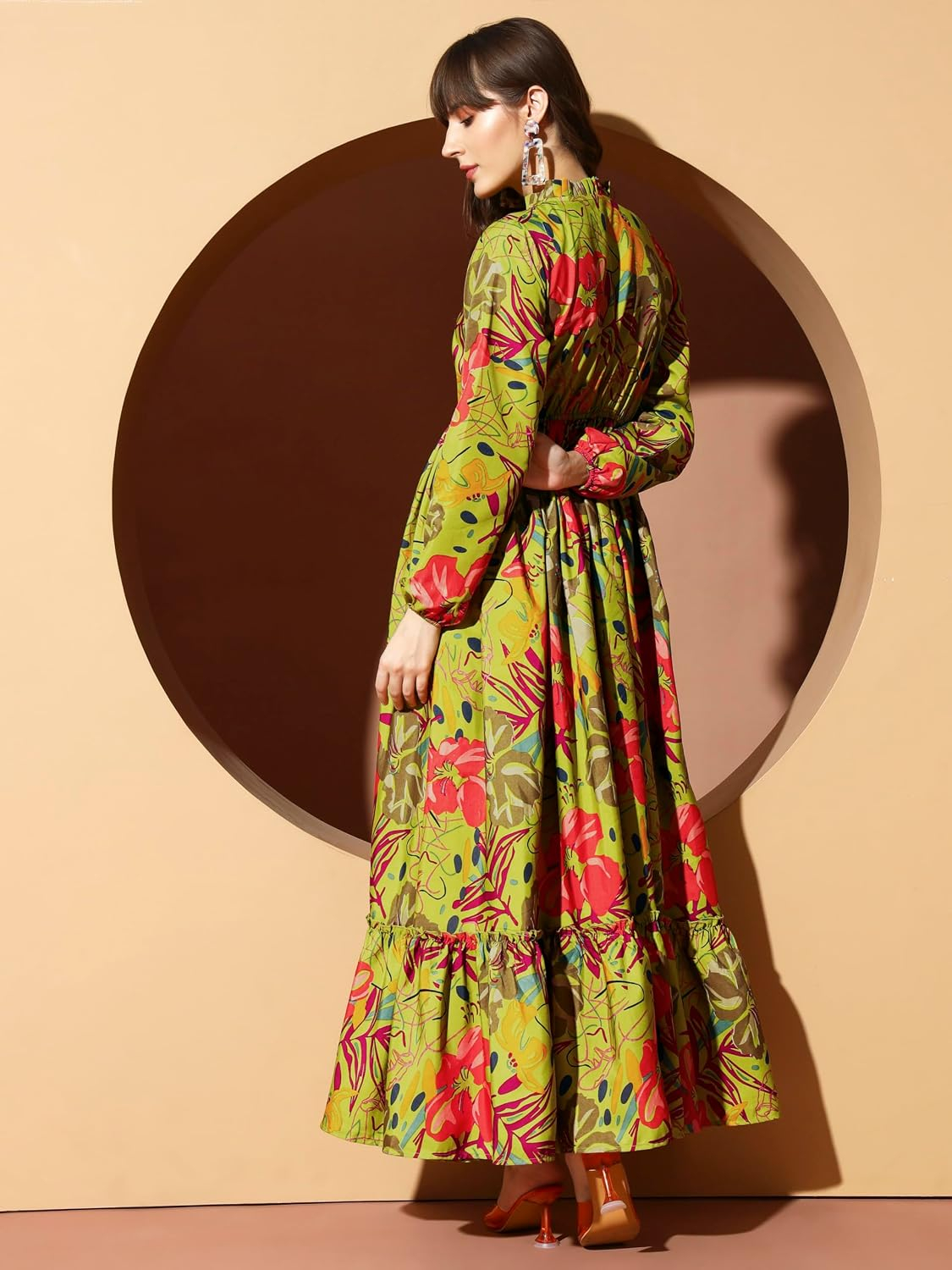 KZULLY Women's Long-Sleeve Floral Maxi Dress with Tie Neck - Image 67