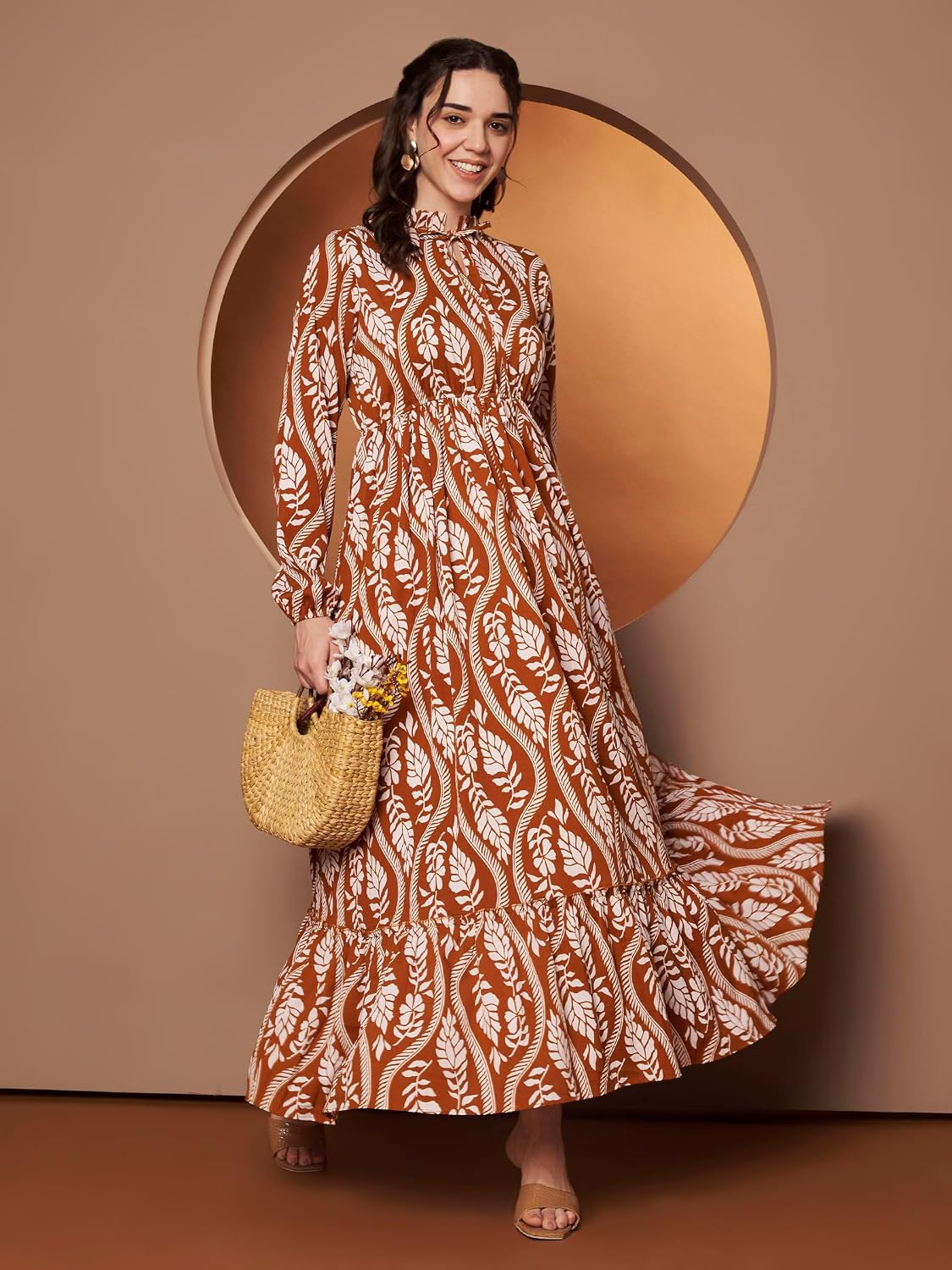 KZULLY Women's Long-Sleeve Floral Maxi Dress with Tie Neck - Image 71