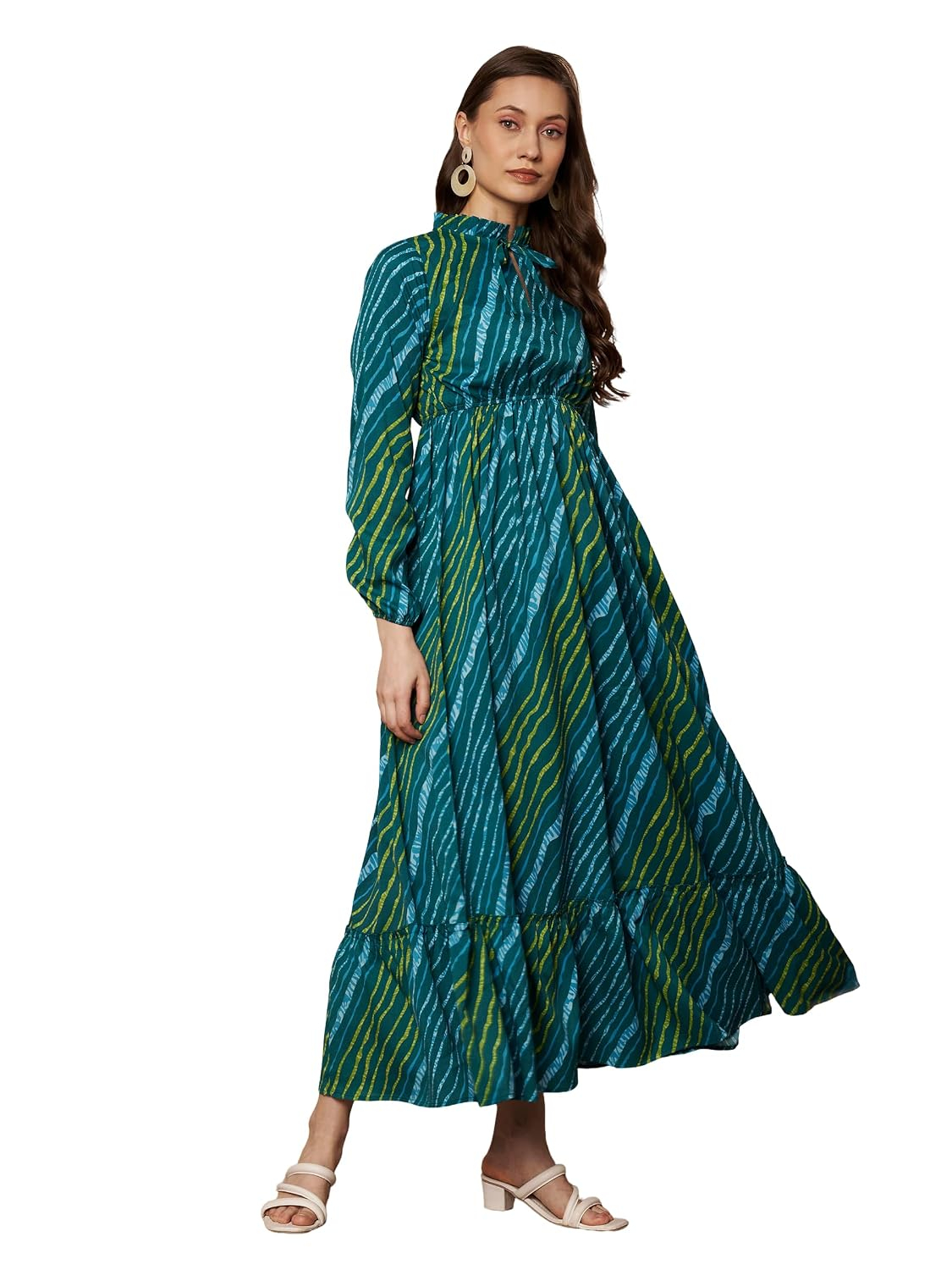 KZULLY Women's Long-Sleeve Floral Maxi Dress with Tie Neck - Image 75
