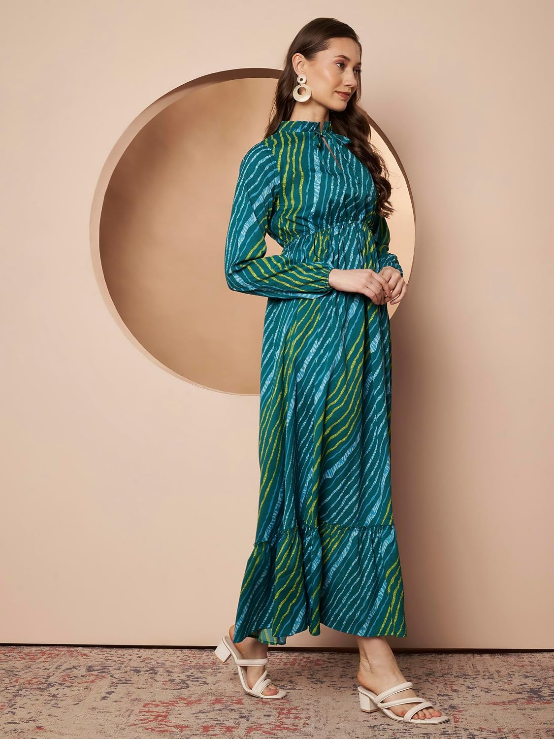 KZULLY Women's Long-Sleeve Floral Maxi Dress with Tie Neck - Image 78