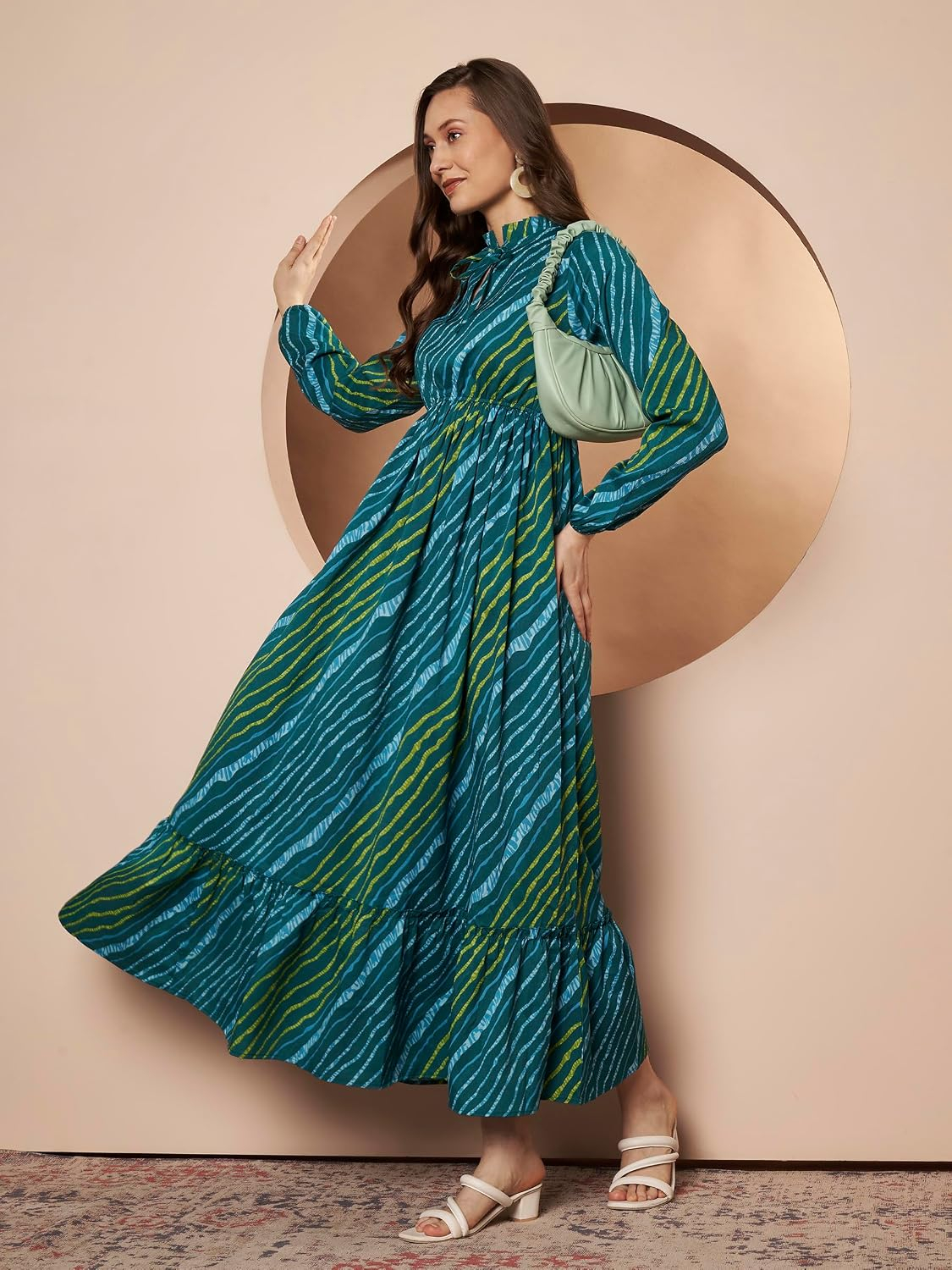 KZULLY Women's Long-Sleeve Floral Maxi Dress with Tie Neck - Image 79