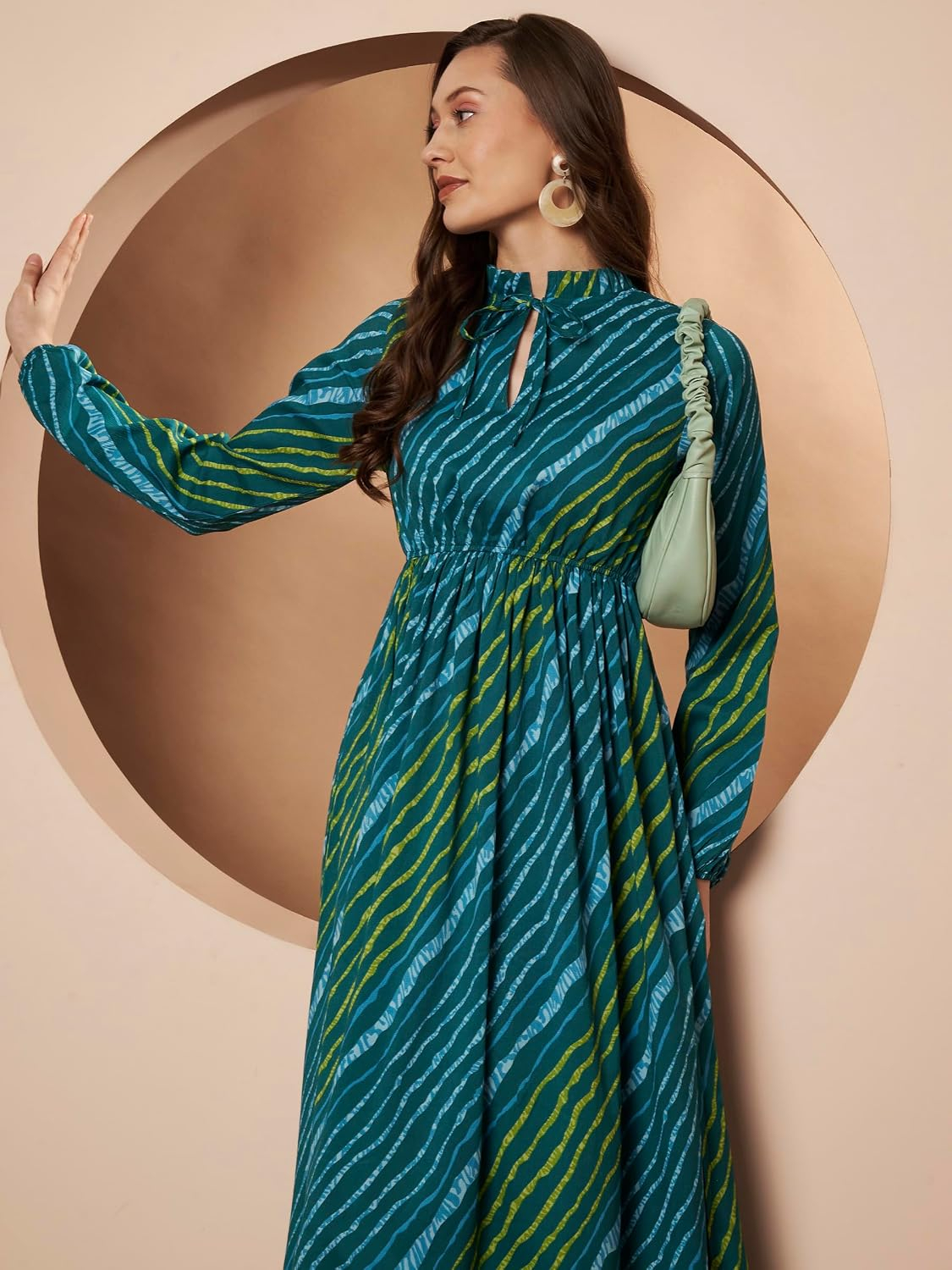KZULLY Women's Long-Sleeve Floral Maxi Dress with Tie Neck - Image 80