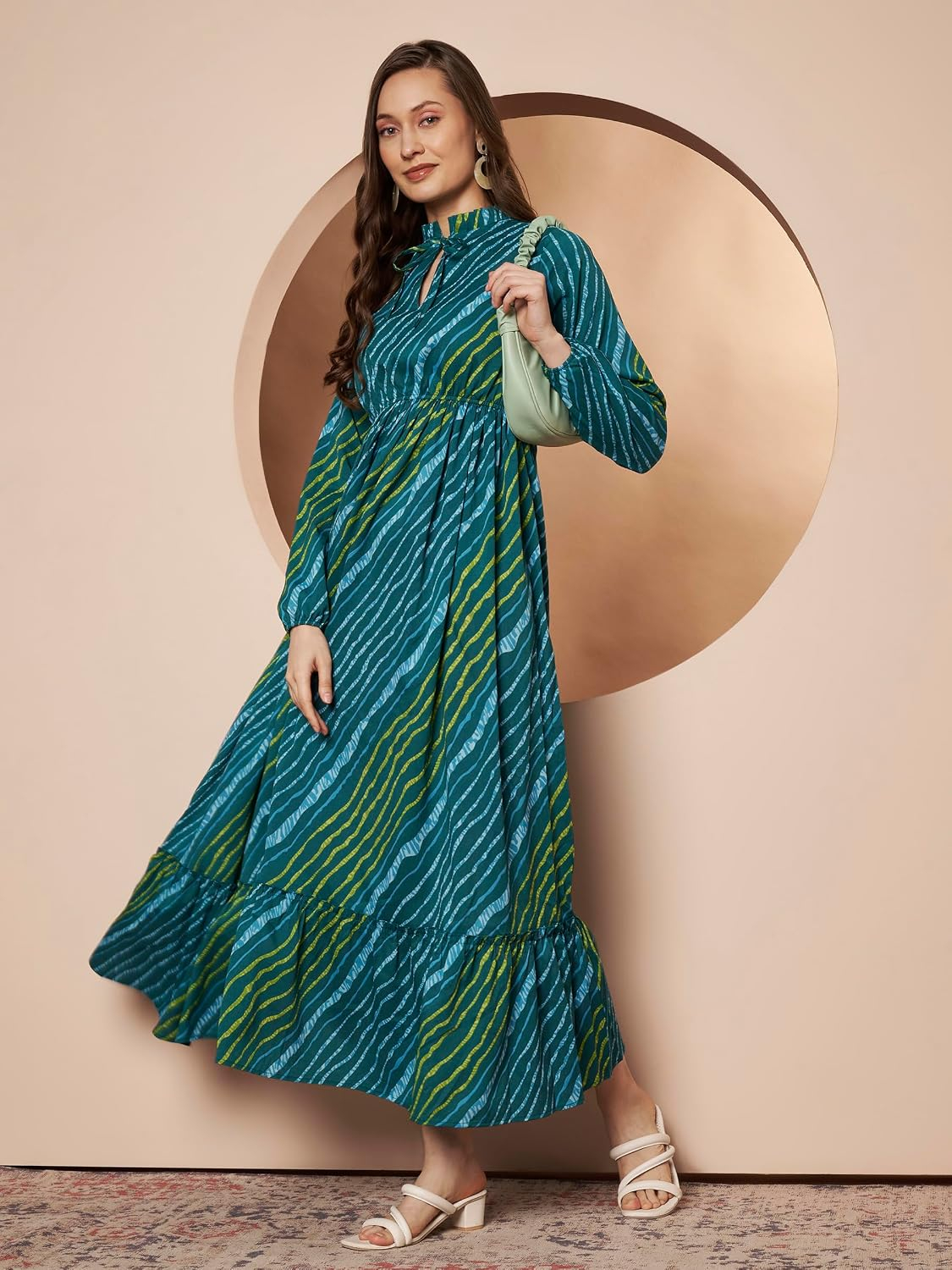 KZULLY Women's Long-Sleeve Floral Maxi Dress with Tie Neck - Image 81