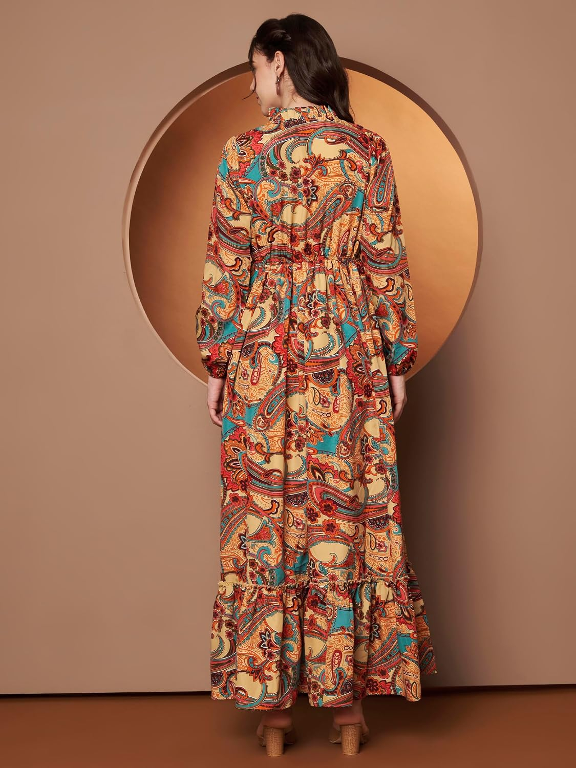 KZULLY Women's Long-Sleeve Floral Maxi Dress with Tie Neck - Image 83