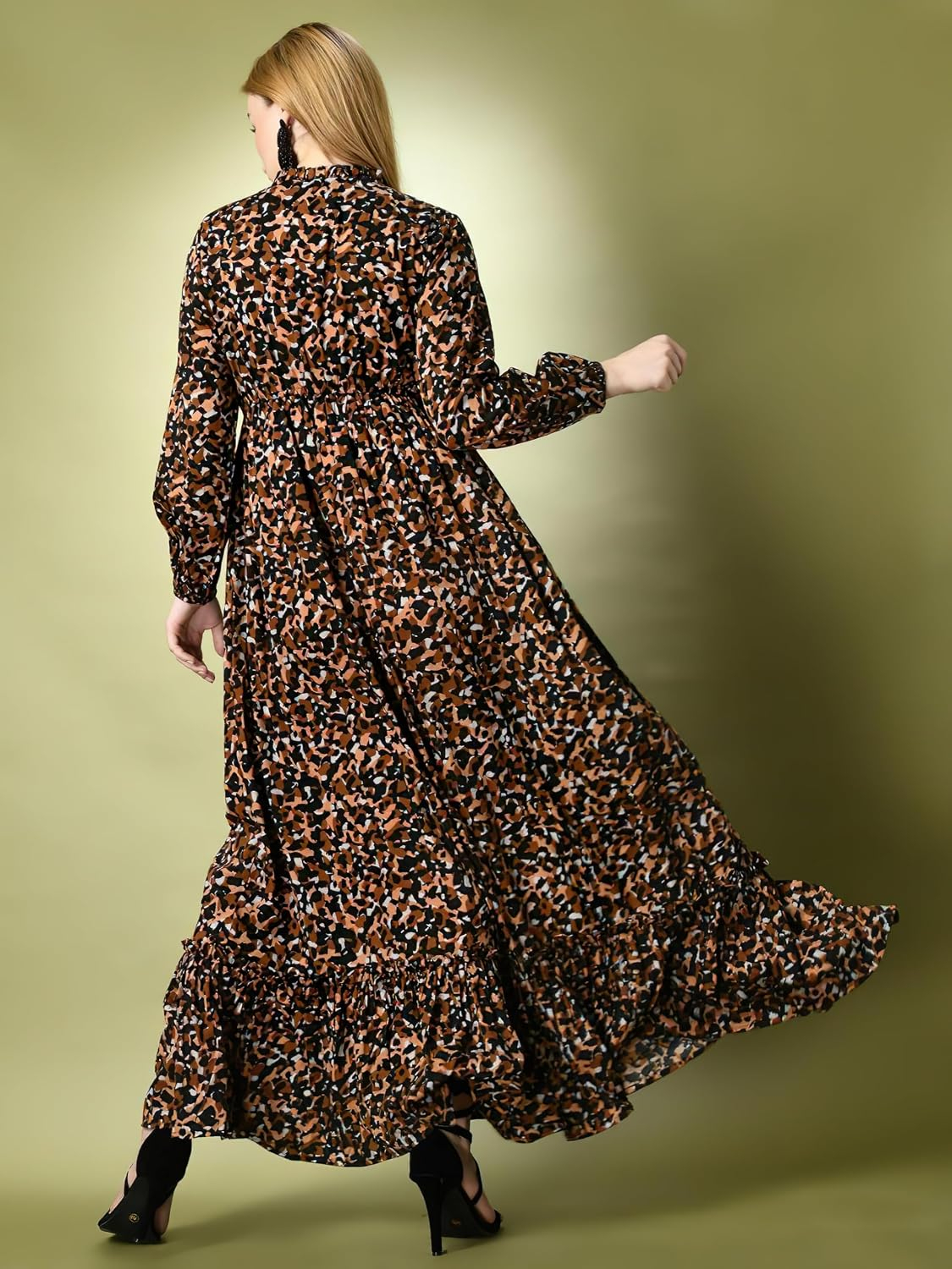 KZULLY Women's Long-Sleeve Floral Maxi Dress with Tie Neck - Image 92