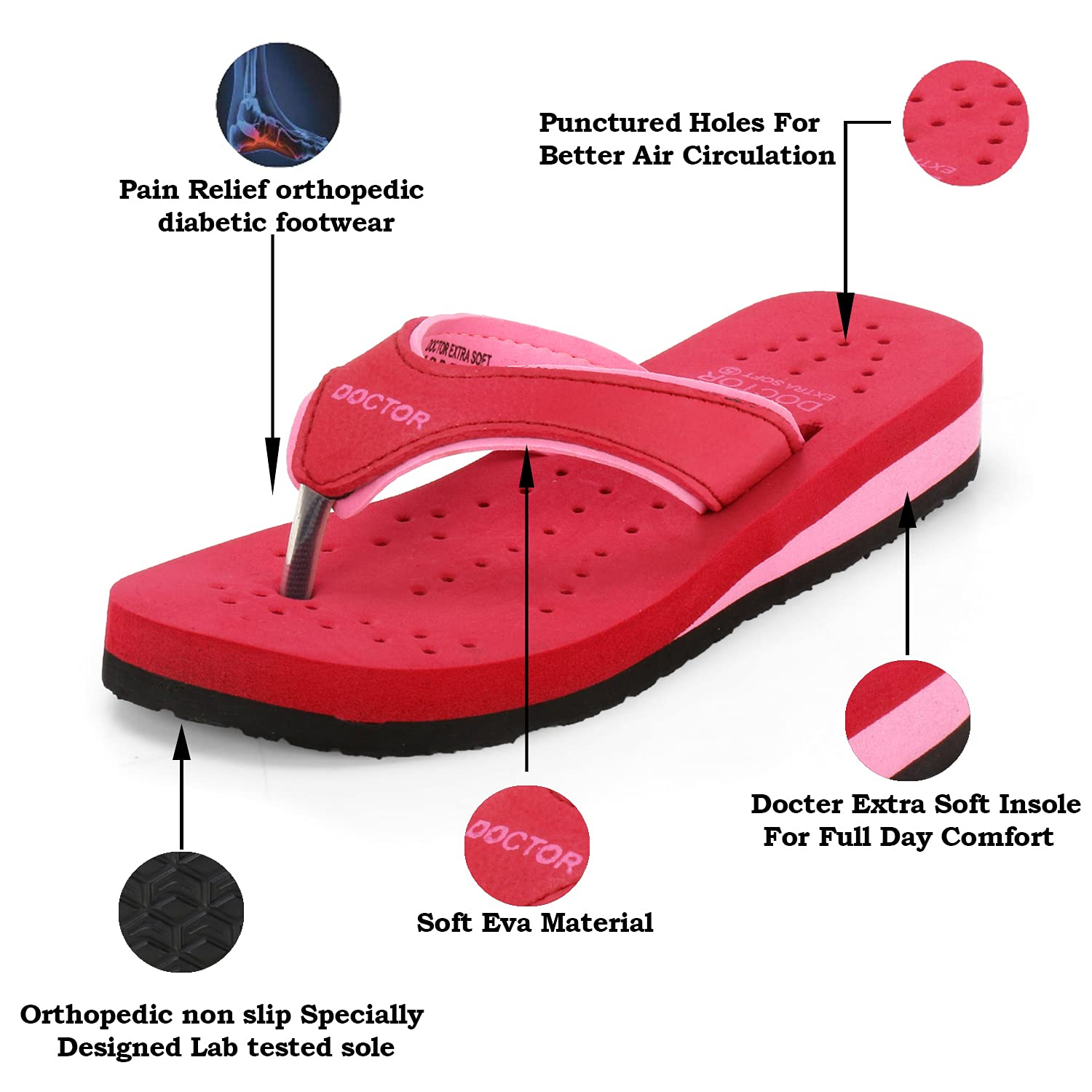 Doctor Extra Soft Women's Cushioned Flat Flip-Flops - Image 27