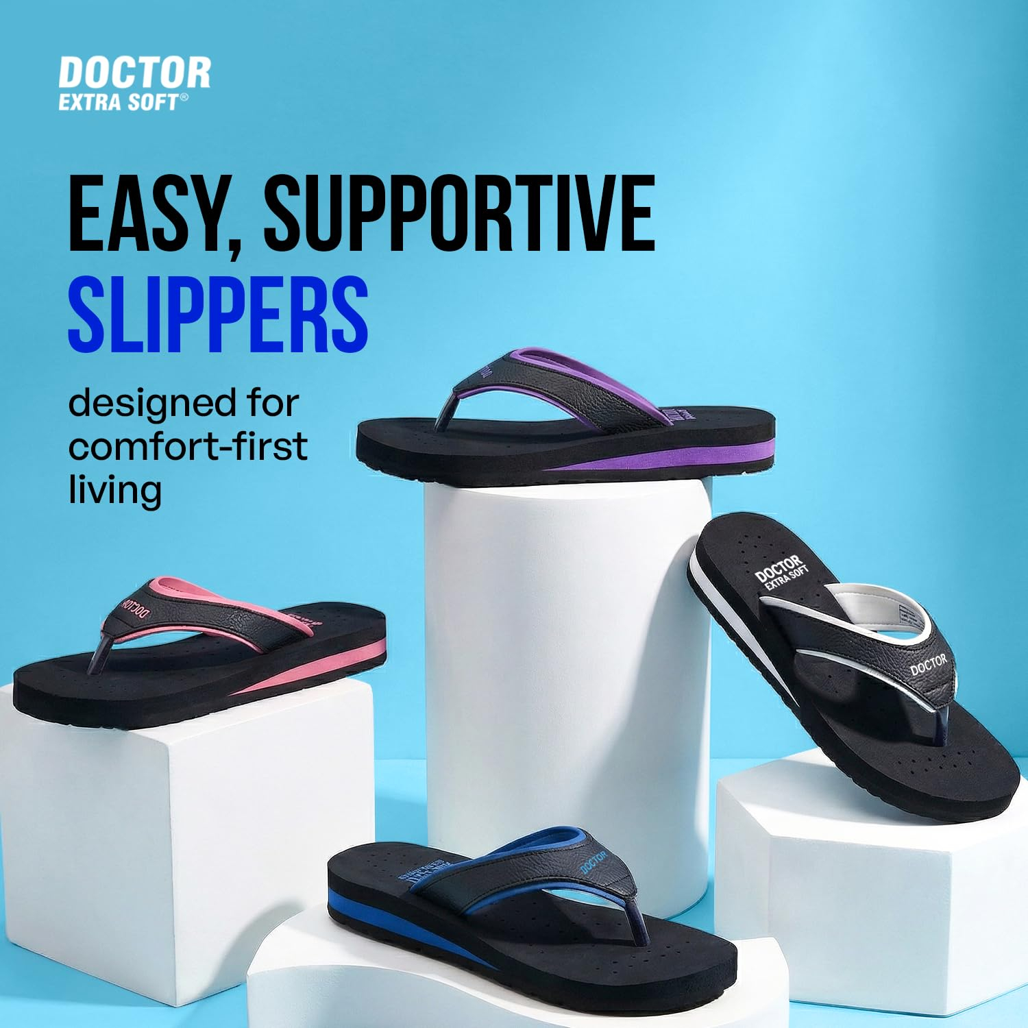Doctor Extra Soft Women's Cushioned Flat Flip-Flops - Image 42