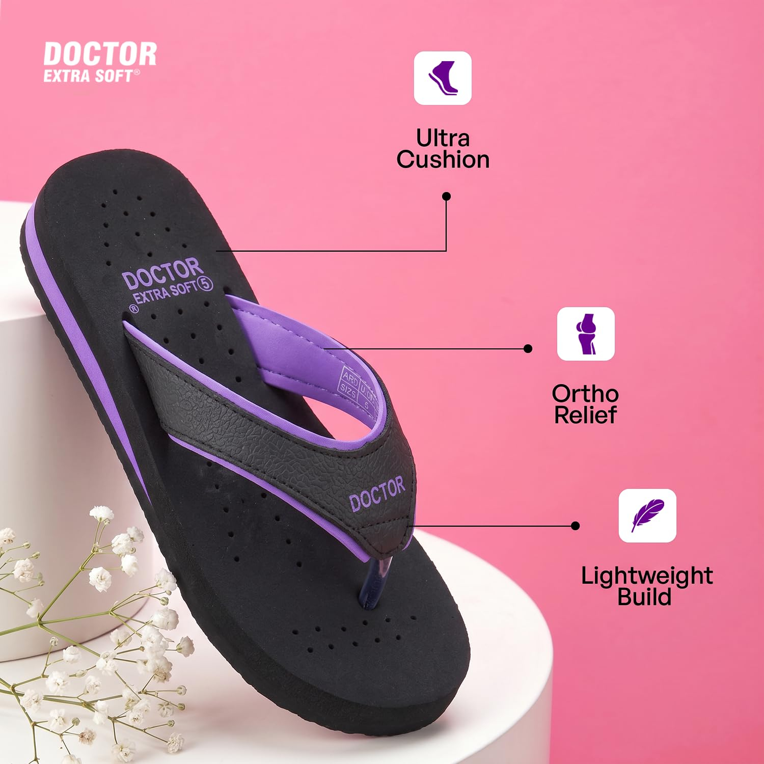 Doctor Extra Soft Women's Cushioned Flat Flip-Flops - Image 89