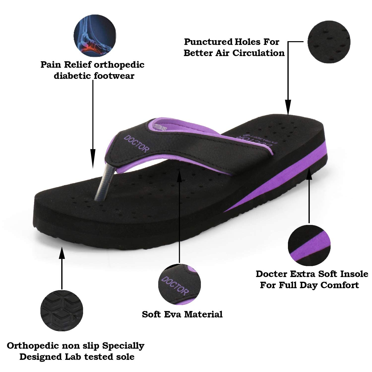 Doctor Extra Soft Women's Cushioned Flat Flip-Flops - Image 94