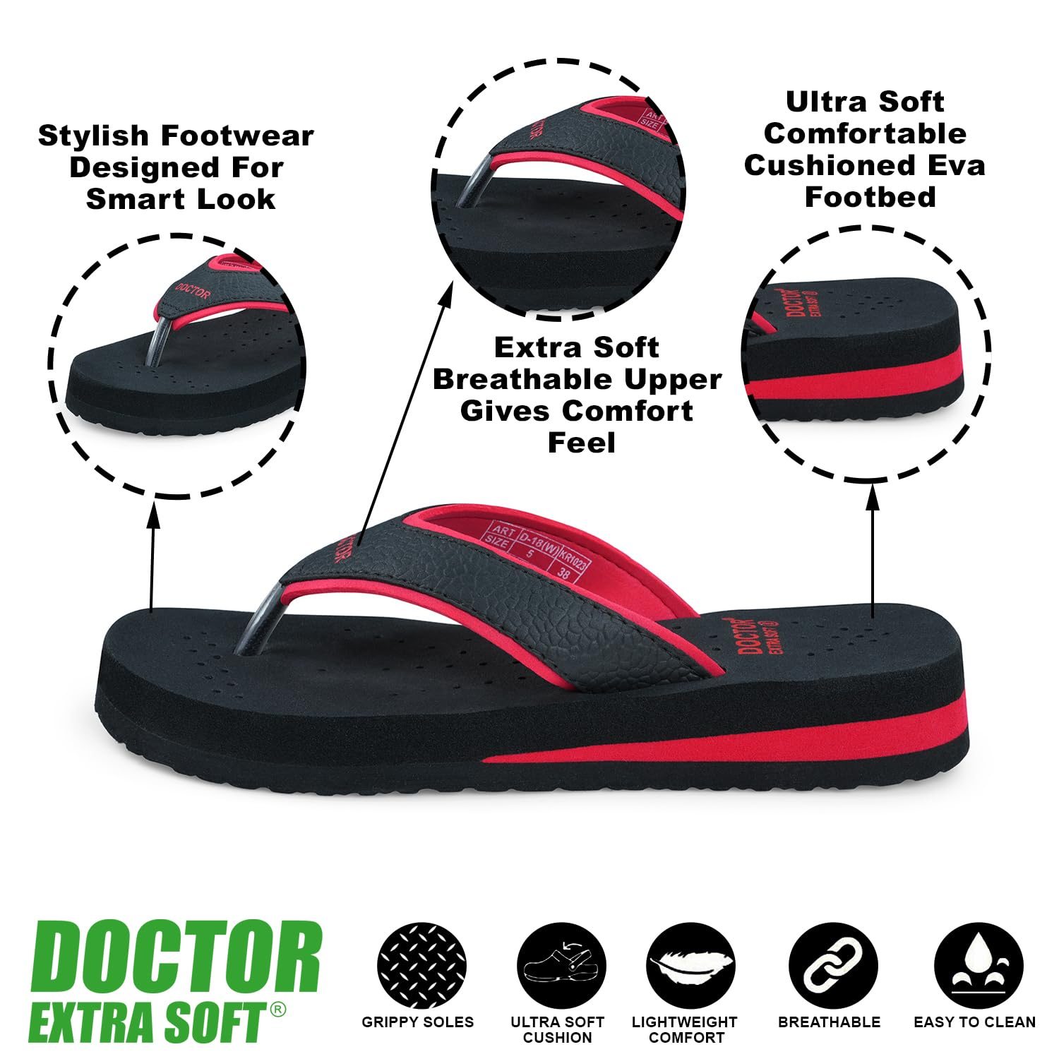 Doctor Extra Soft Women's Cushioned Flat Flip-Flops - Image 101