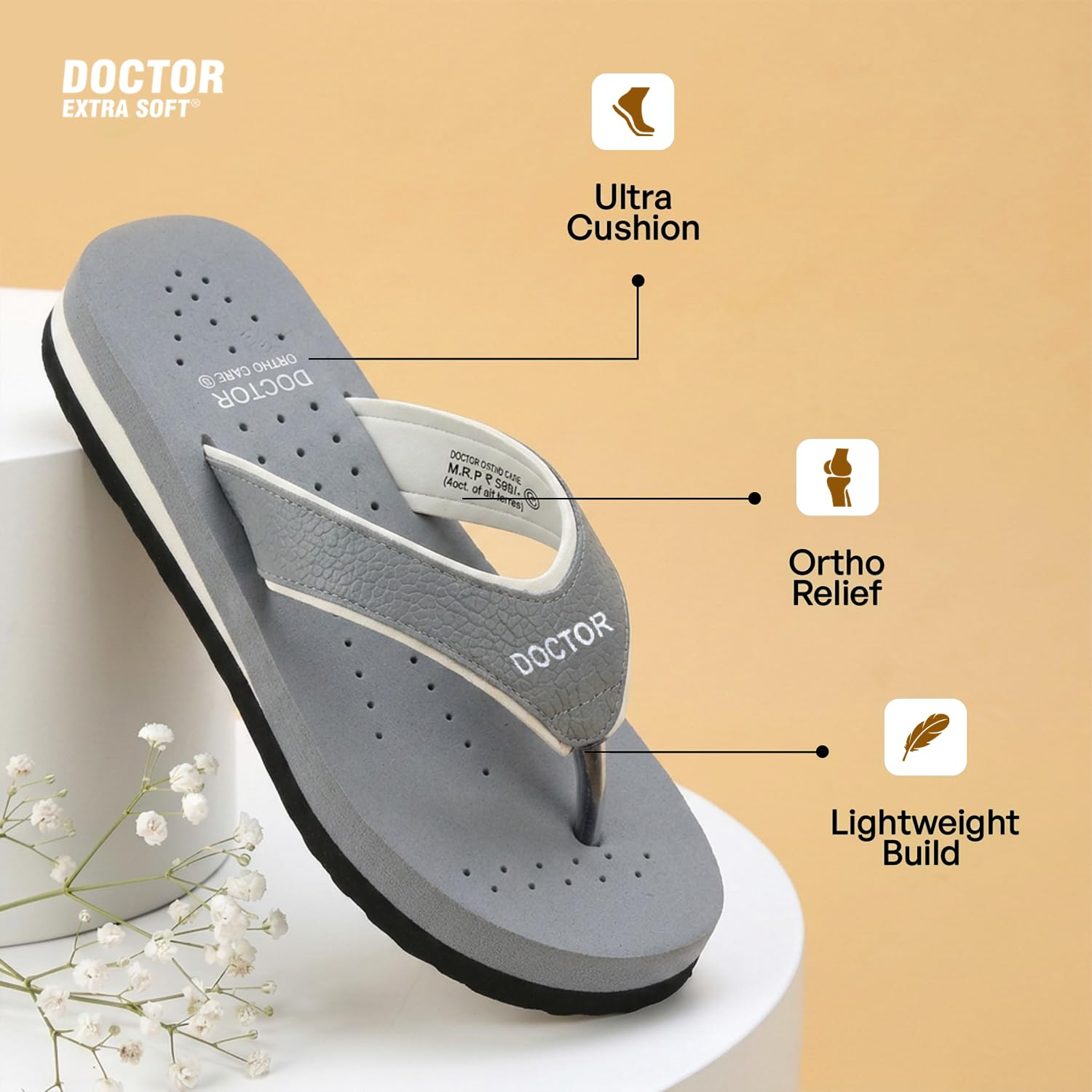 Doctor Extra Soft Women's Cushioned Flat Flip-Flops - Image 125