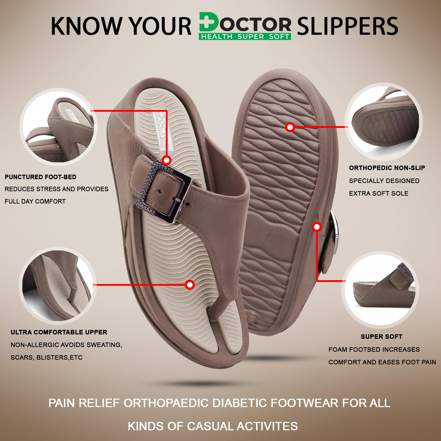 Doctor Health Super Soft Women's Buckle Toe-Ring Sandals - Image 8