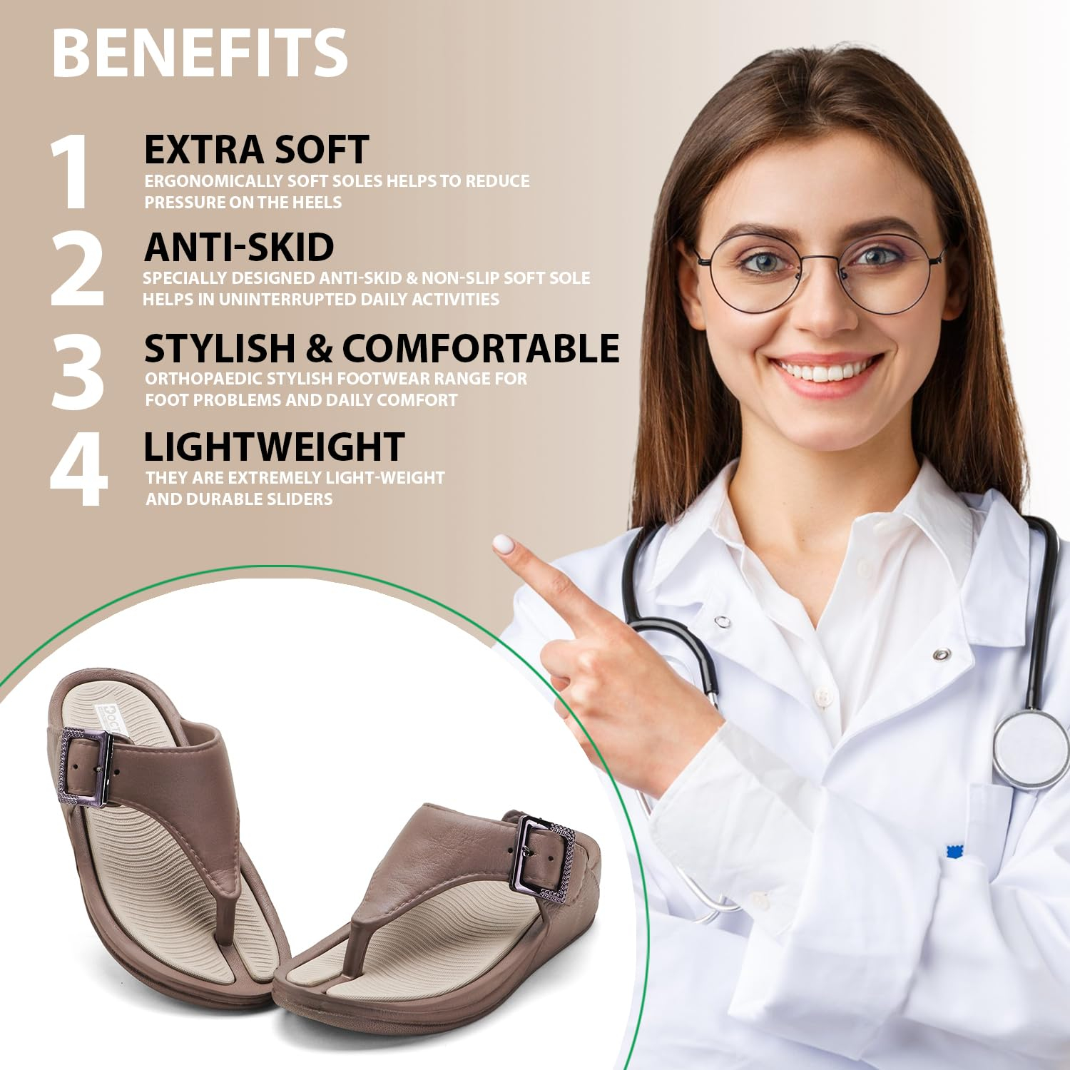 Doctor Health Super Soft Women's Buckle Toe-Ring Sandals - Image 9