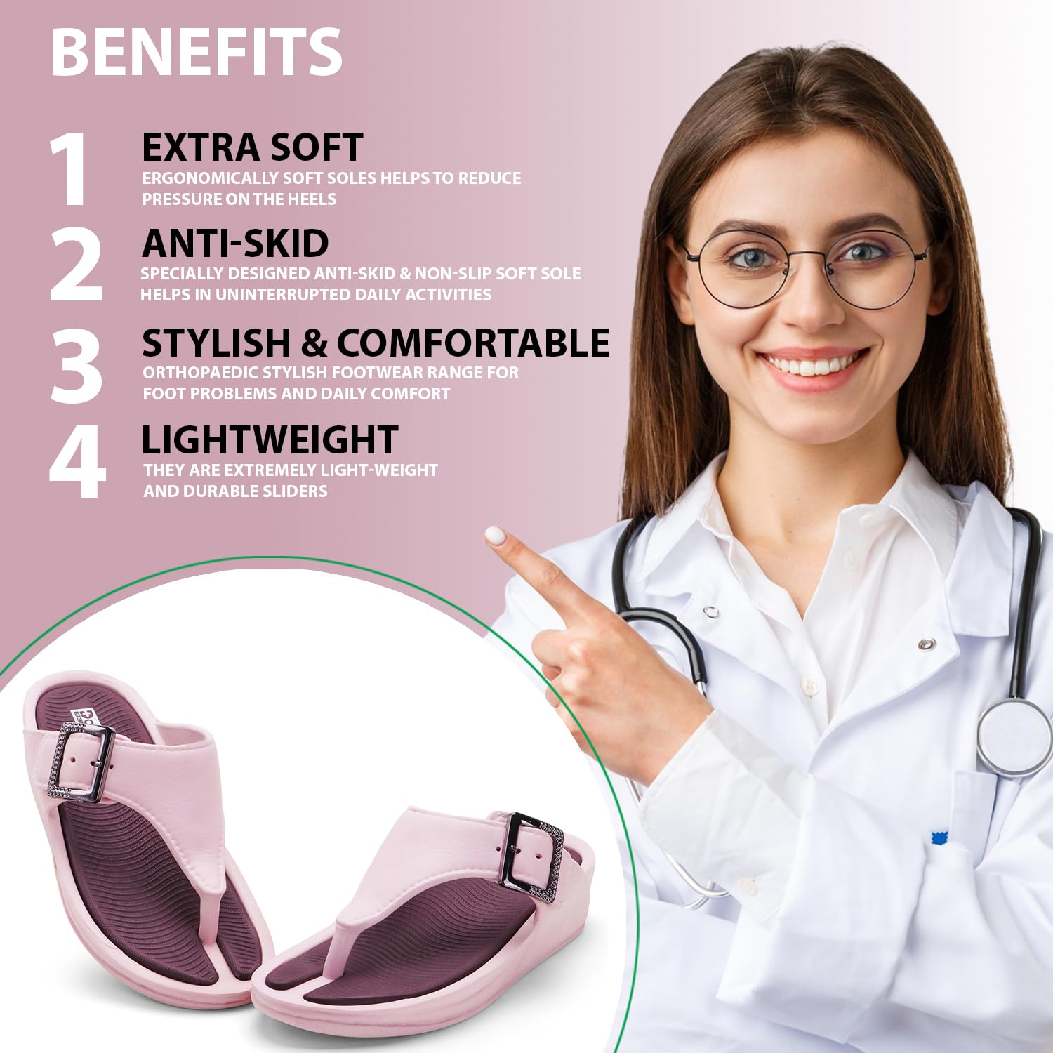 Doctor Health Super Soft Women's Buckle Toe-Ring Sandals - Image 17